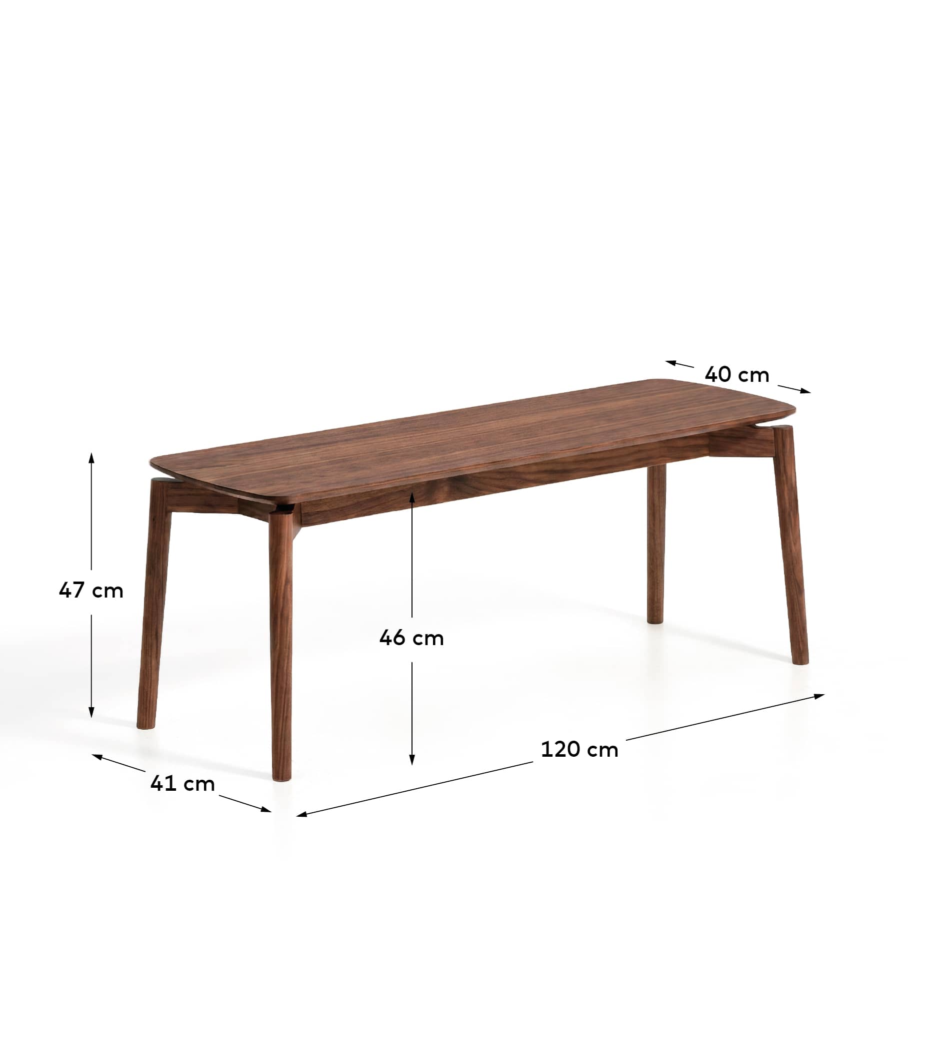 Evera bench in oak veneer with walnut finish 122cm