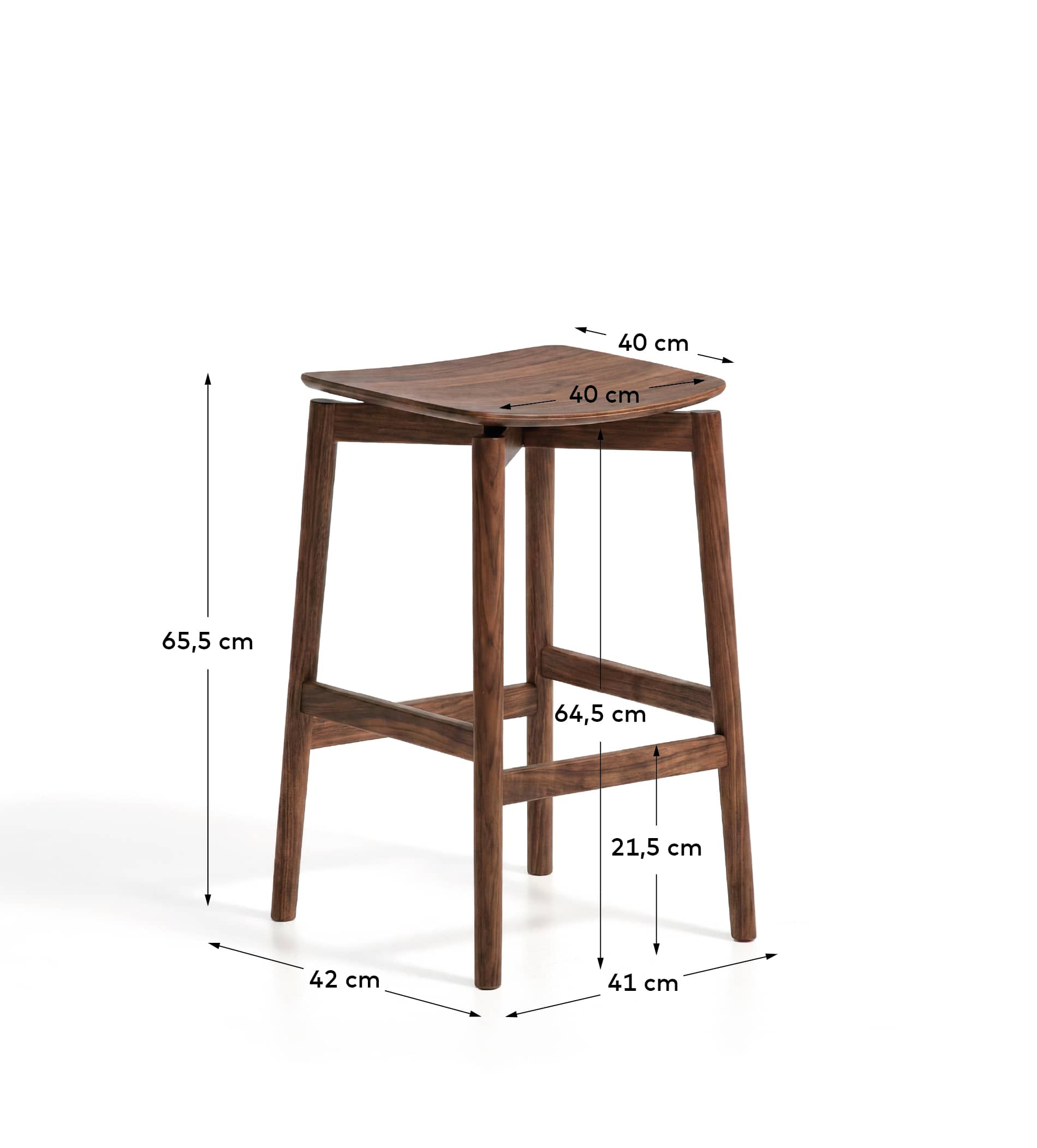 Evera stool in oak veneer with walnut finish 65cm