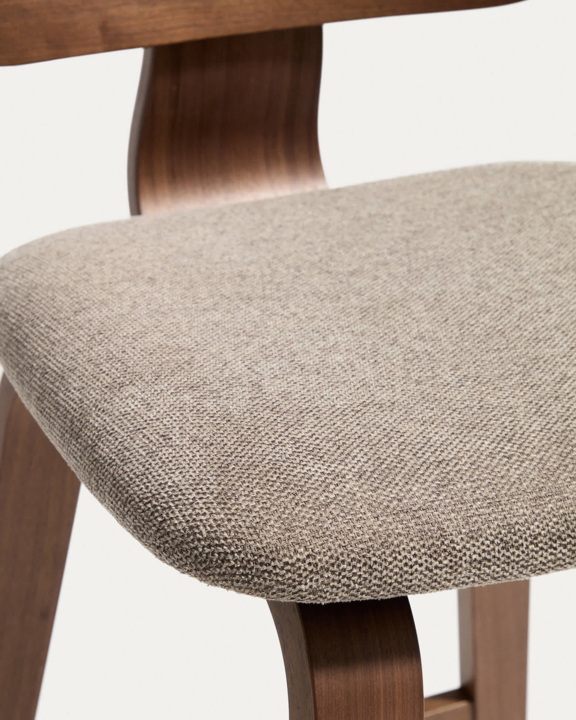 Gena stool in walnut veneer and brown chenille 65cm