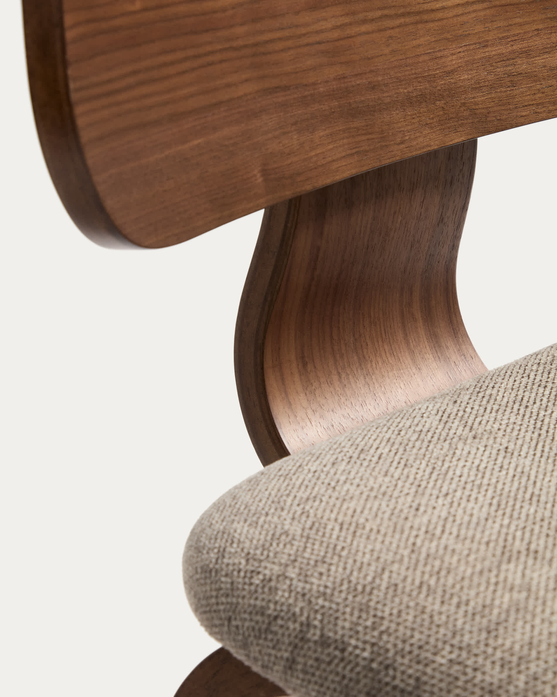 Gena stool in walnut veneer and brown chenille 65cm