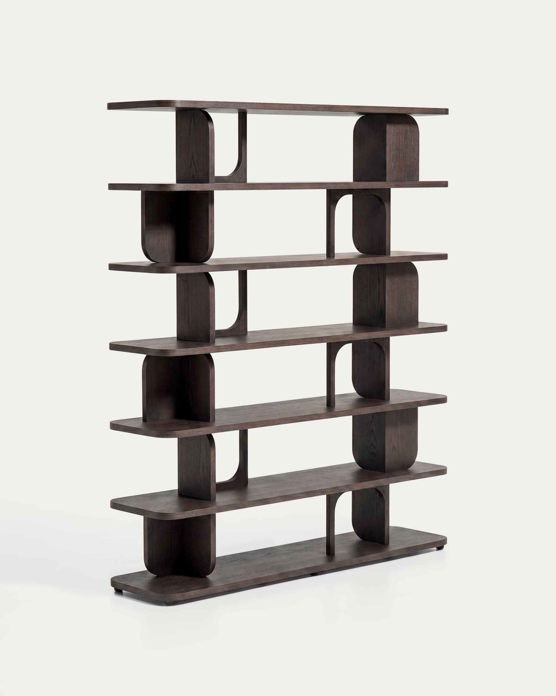 Aduma ebonised-finish oak veneer shelving unit with FSC 100% 160 x 187 cm