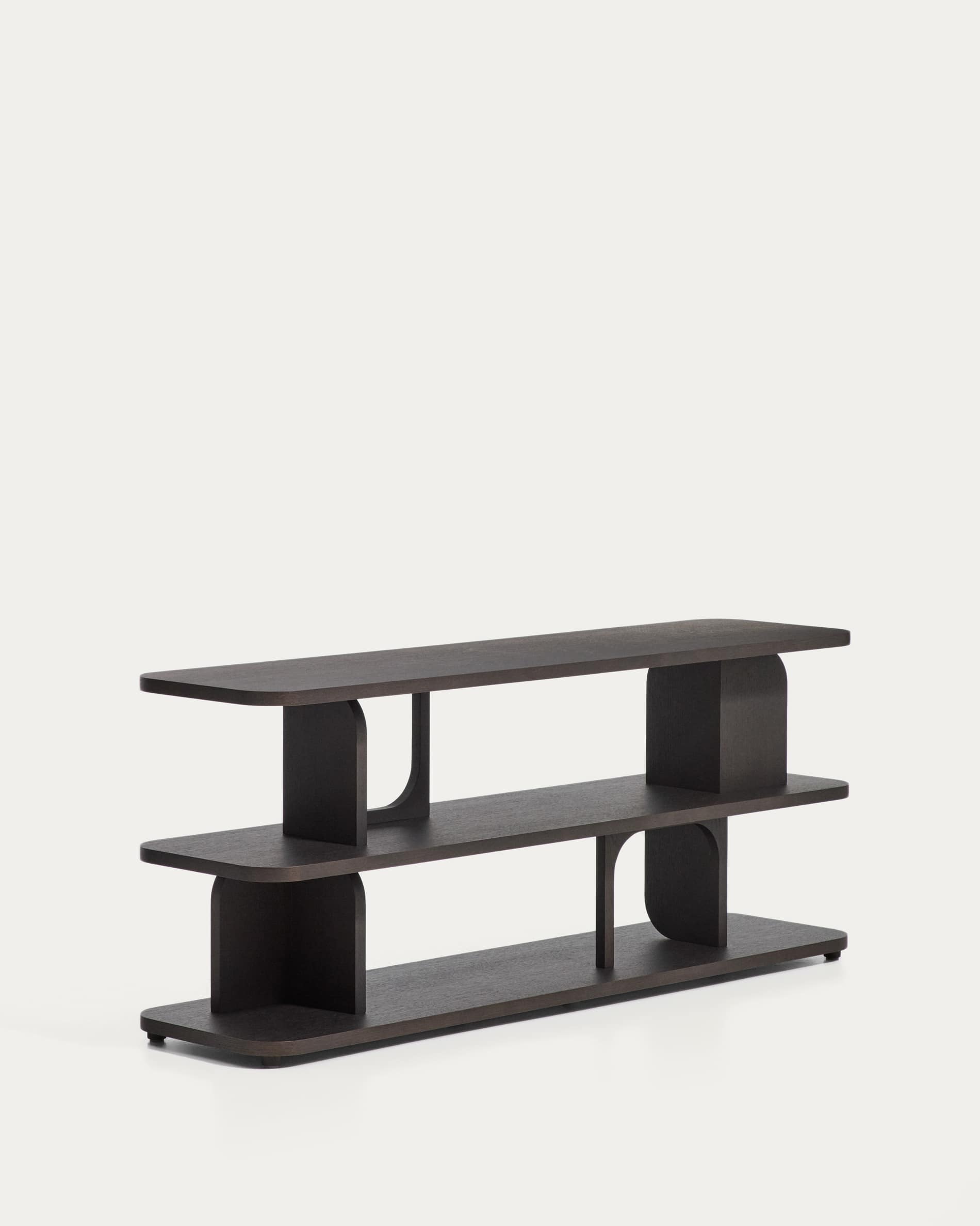 Aduma ebonised finish oak veneer shelving unit FSC 100% 160 x 65 cm
