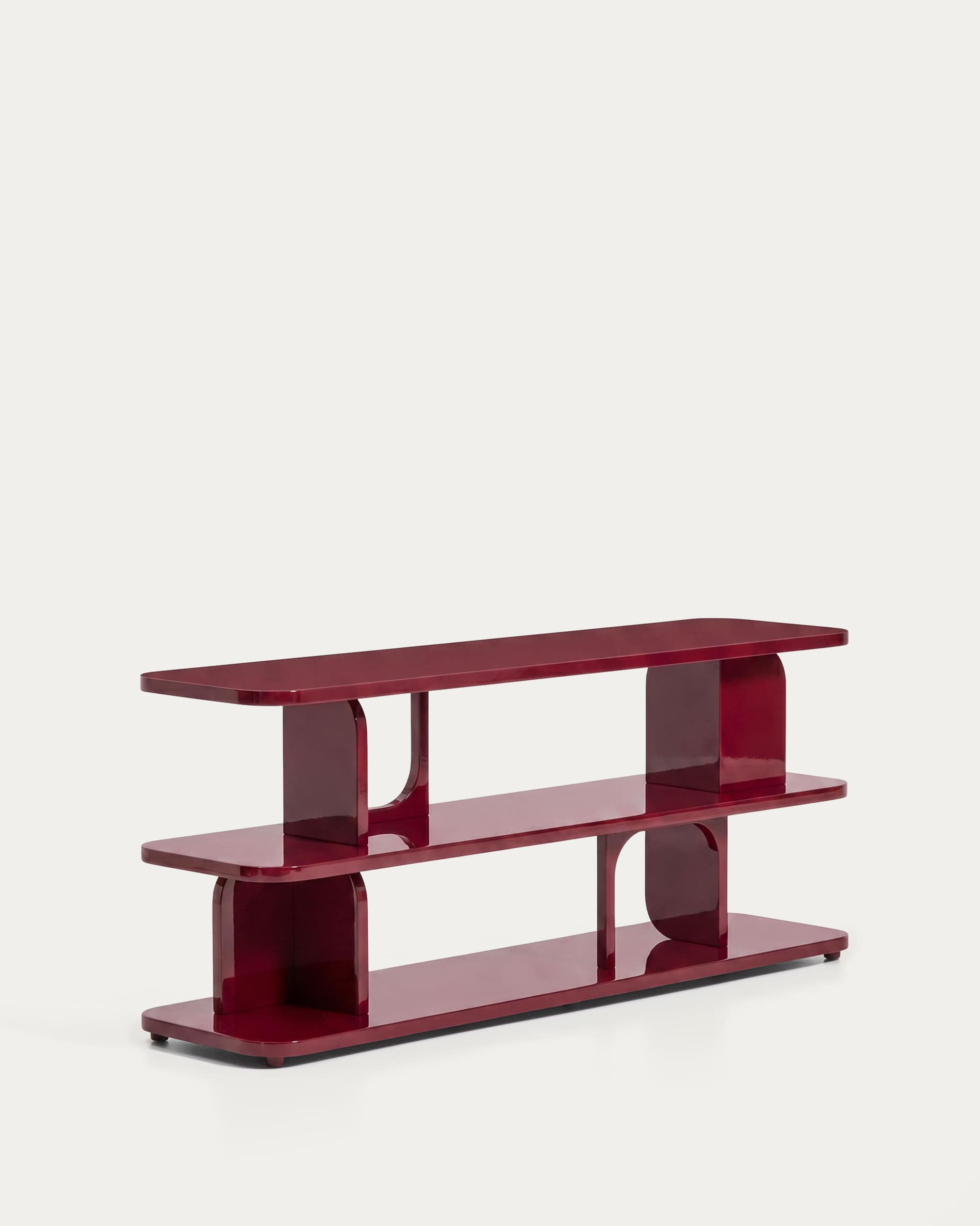 Aduma maroon glossy-finish lacquered MDF shelving unit FSC 100% 160 x 65 cm