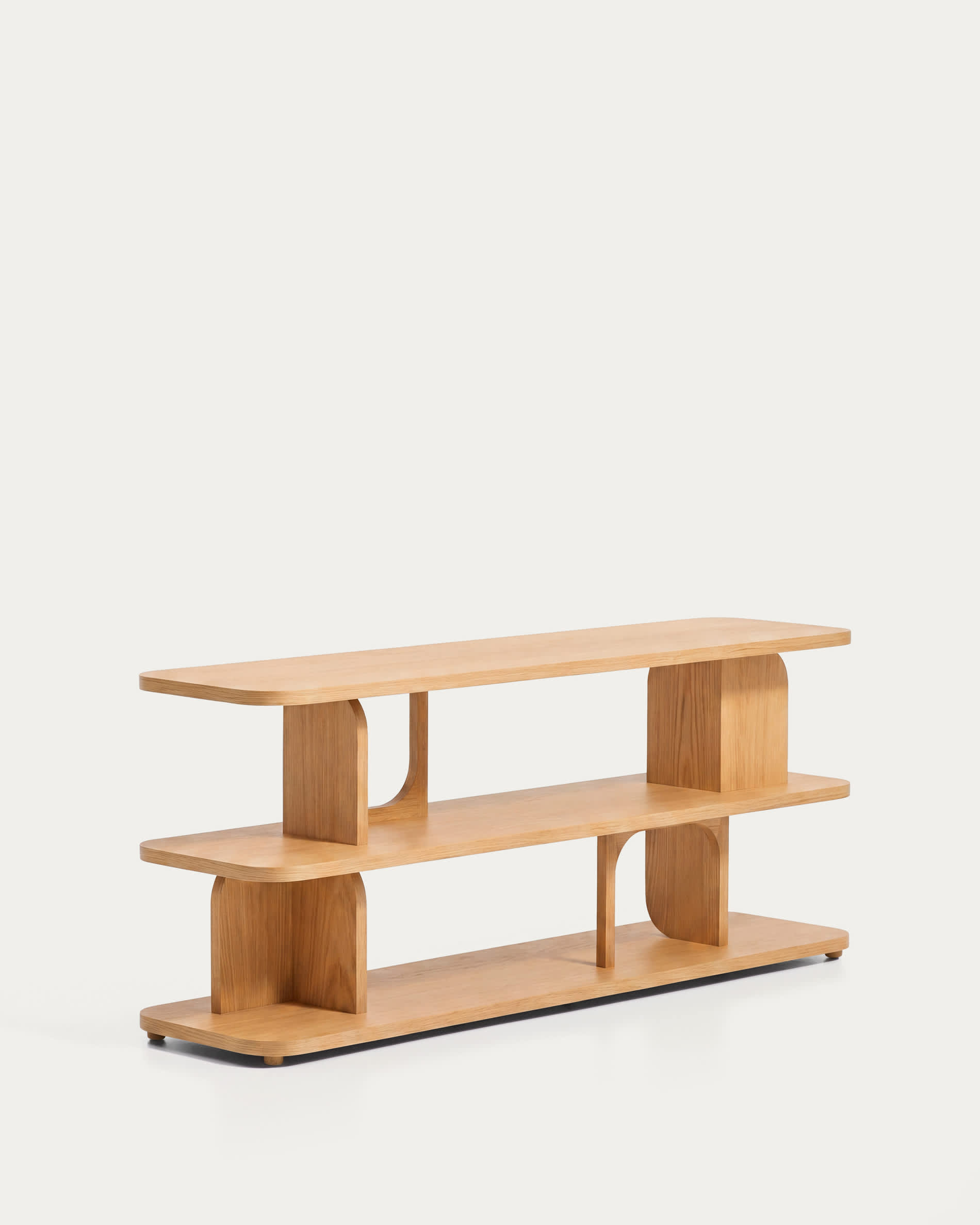 Aduma natural-coloured finish oak veneer shelving unit FSC 100% 160 x 65 cm