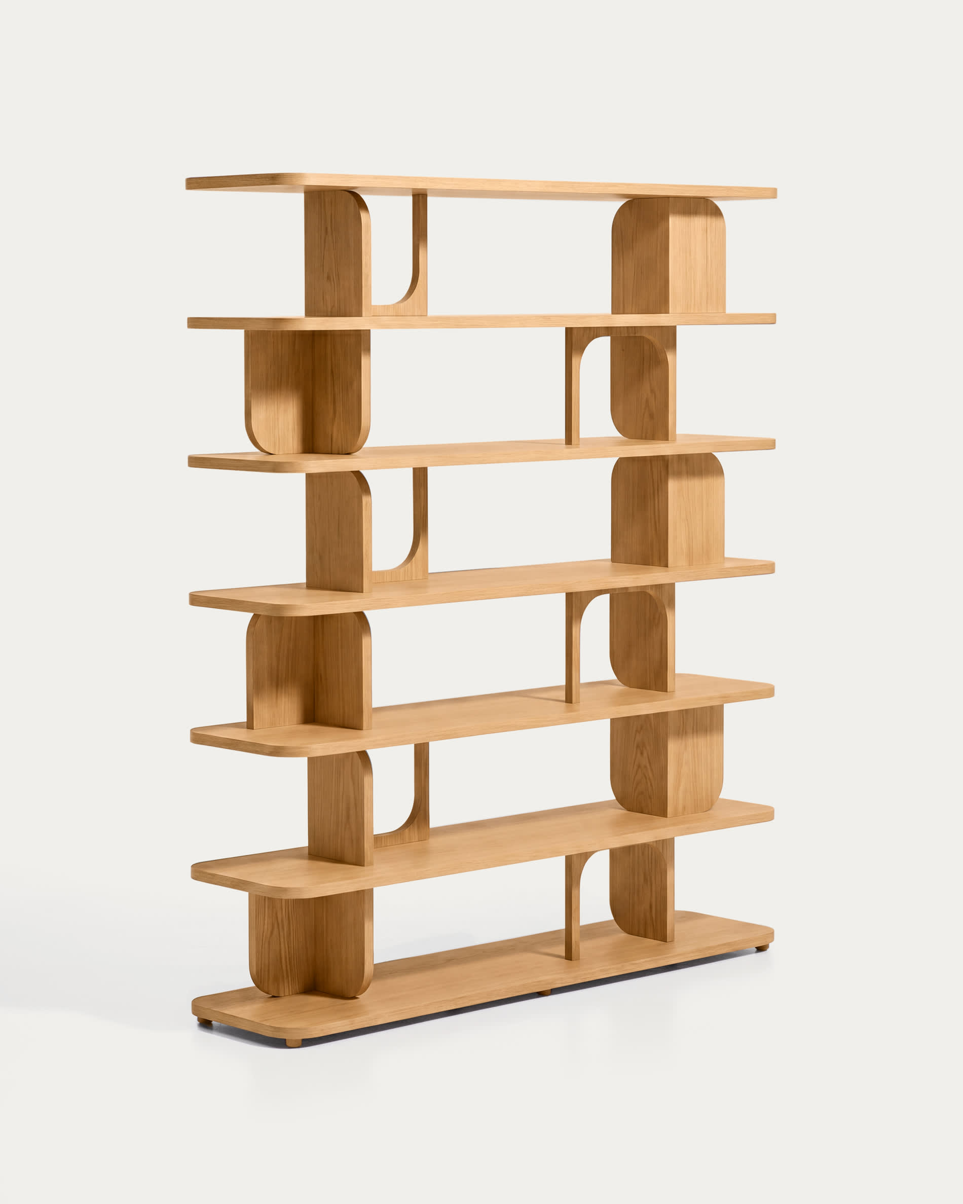 Aduma natural-coloured finish oak veneer shelving unit FSC 100% 160 x 187 cm