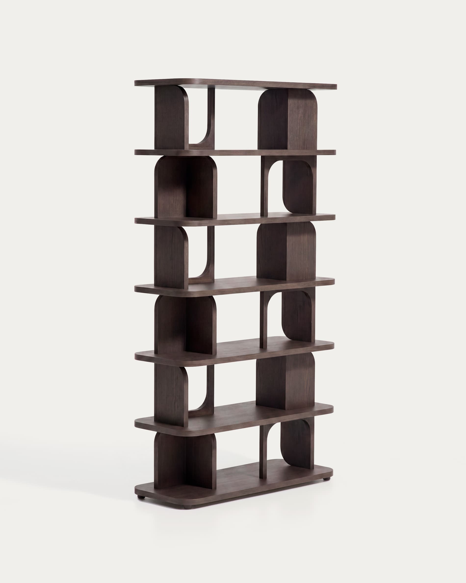 Aduma ebonised-finish oak veneer shelving unit with FSC 100% 100 x 187 cm