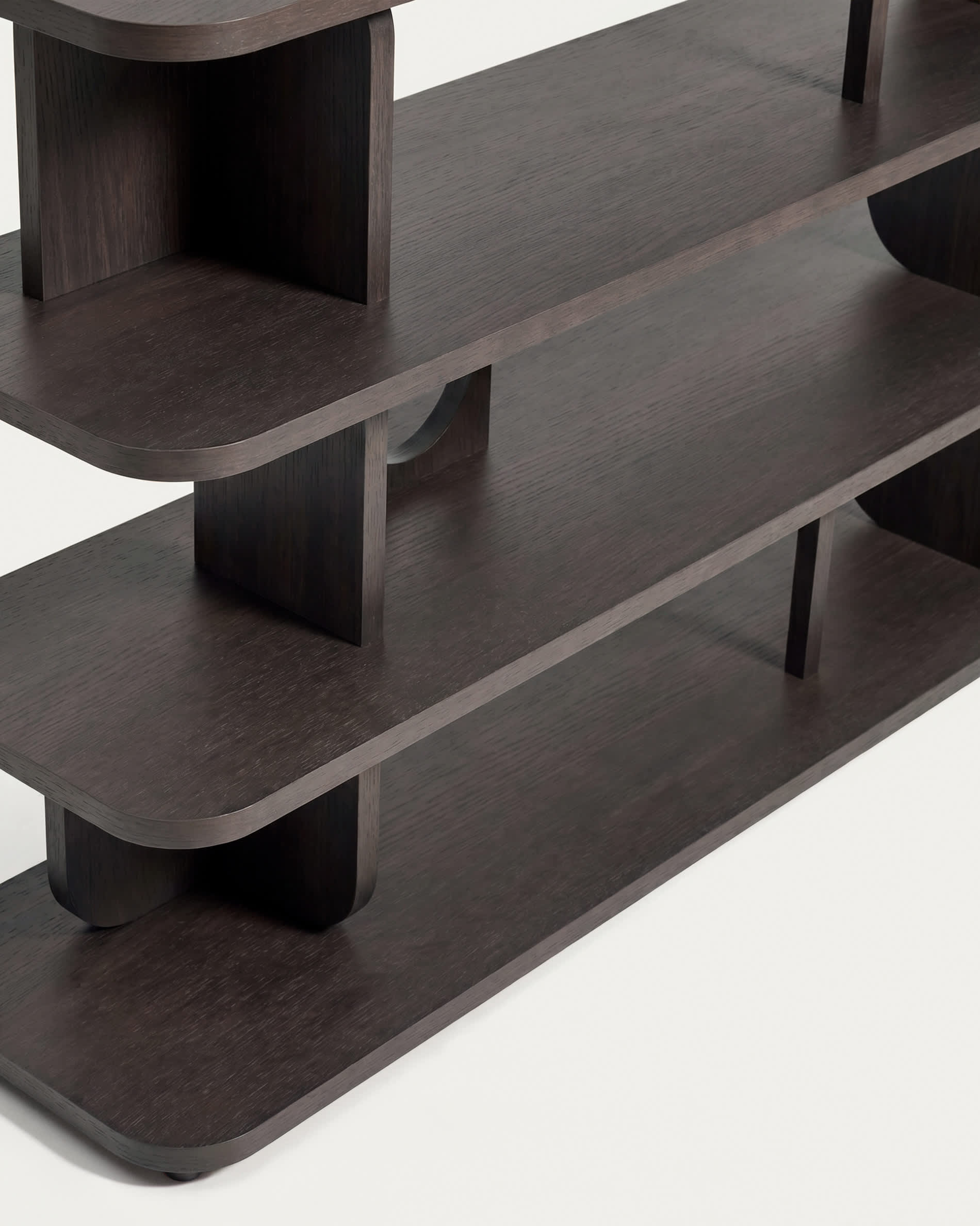 Aduma ebonised-finish oak veneer shelving unit with FSC 100% 160 x 187 cm
