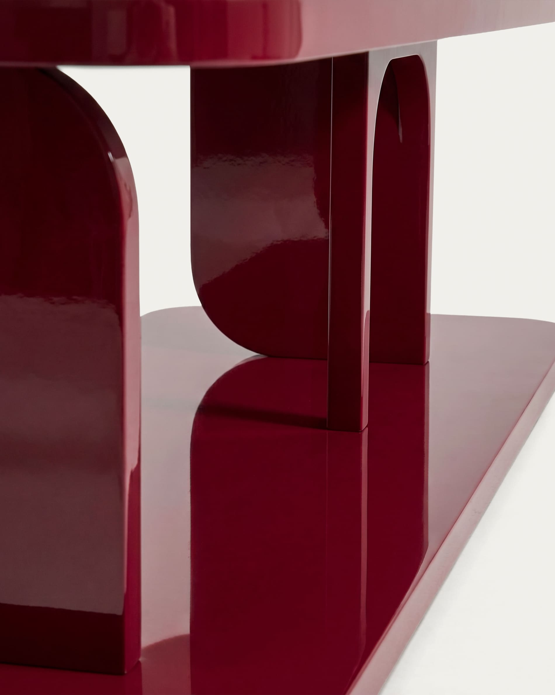 Aduma maroon glossy-finish lacquered MDF shelving unit FSC 100% 160 x 65 cm