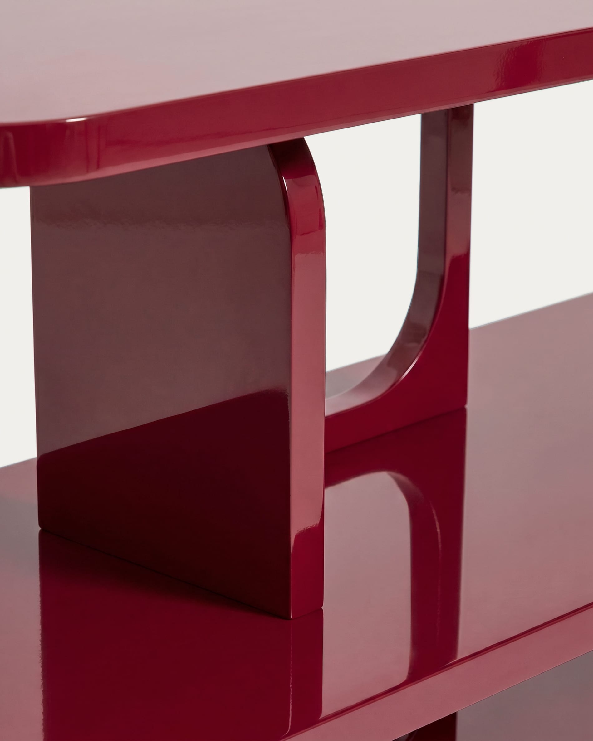 Aduma maroon glossy-finish lacquered MDF shelving unit FSC 100% 160 x 65 cm