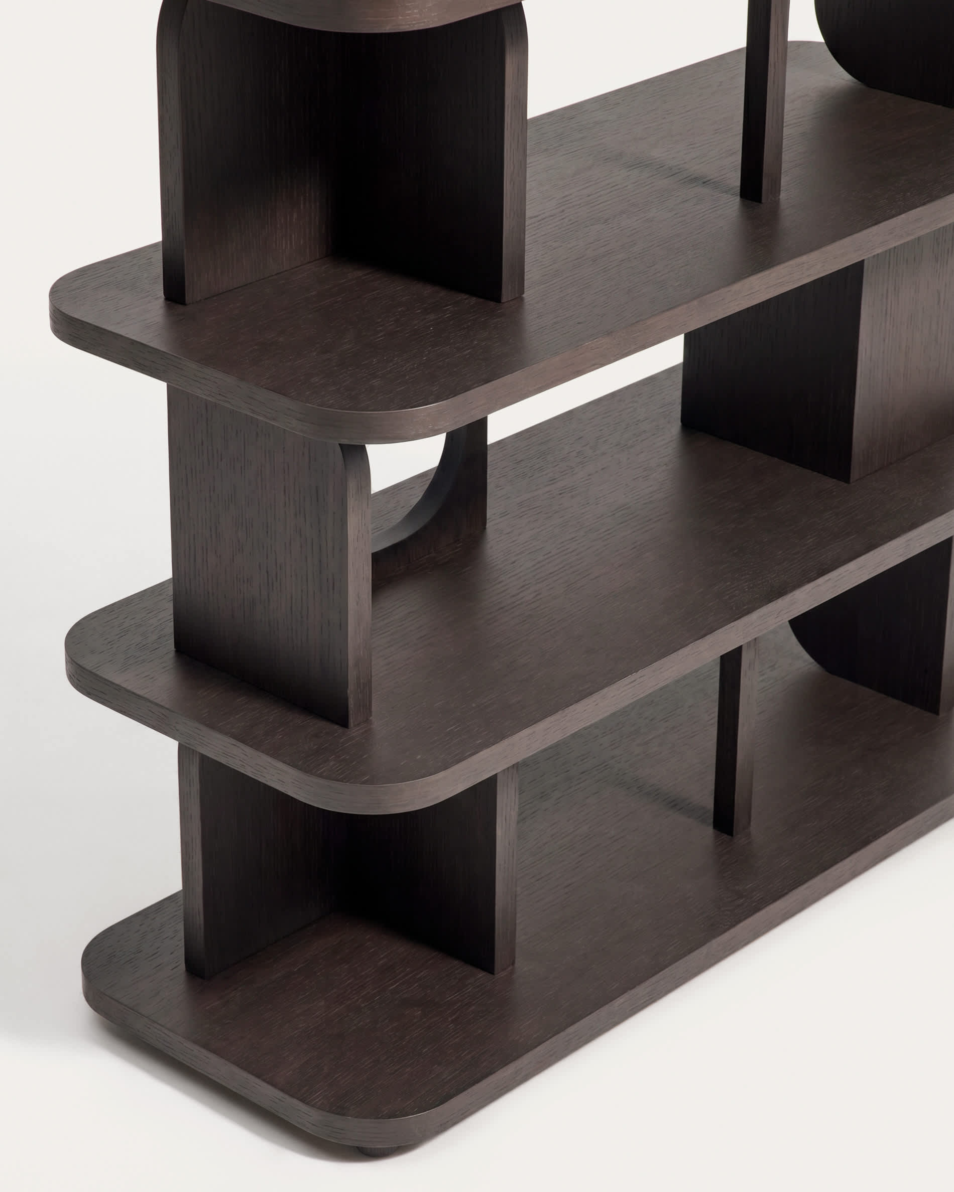 Aduma ebonised-finish oak veneer shelving unit with FSC 100% 100 x 187 cm