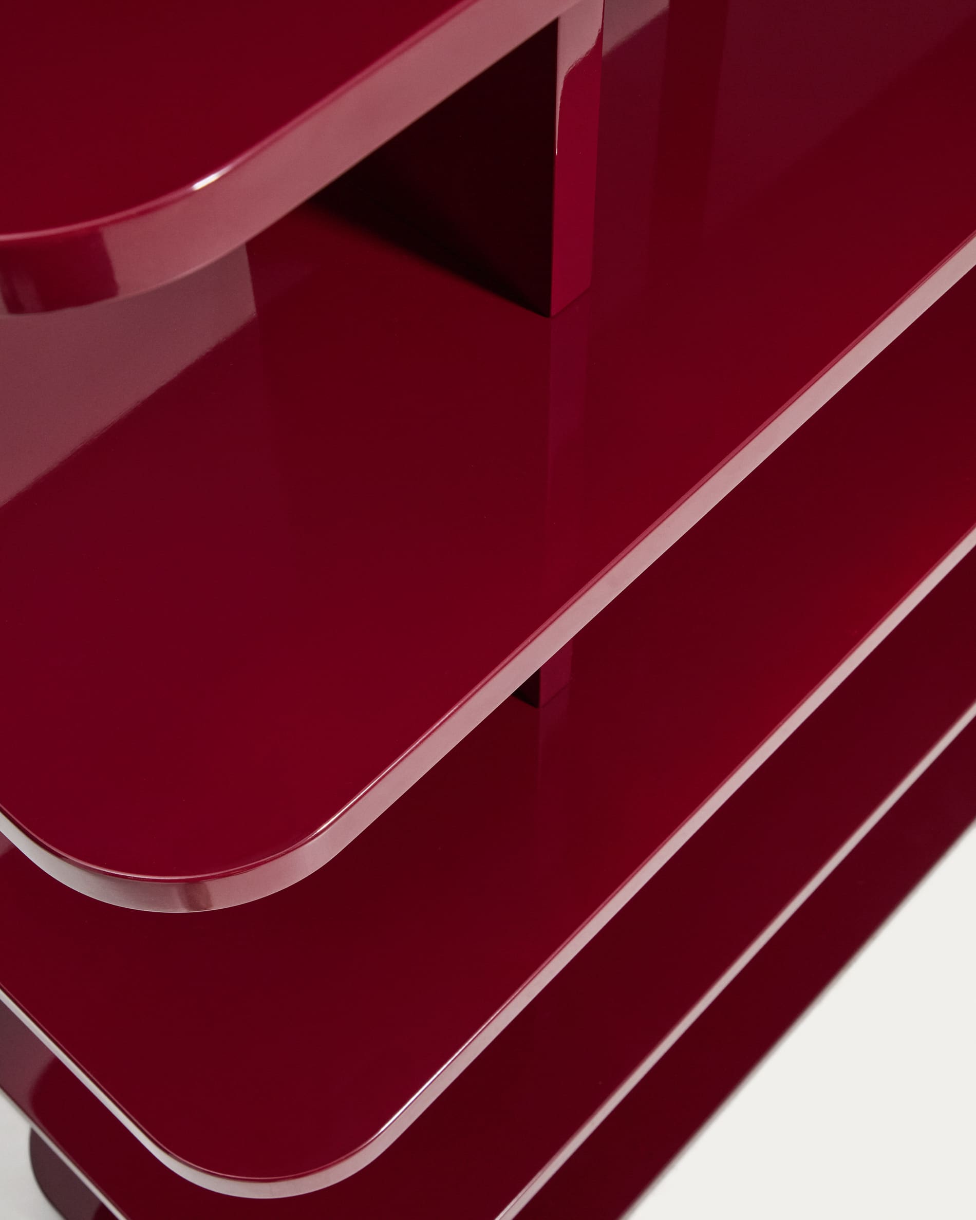 Aduma glossy maroon finish lacquered MDF shelving unit FSC 100% 160 x 187 cm