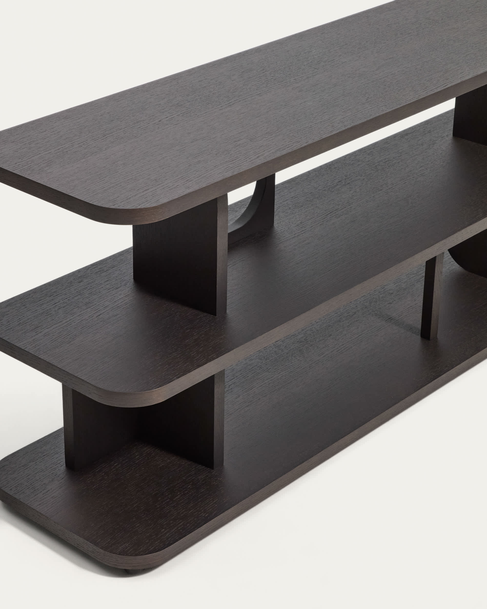 Aduma ebonised finish oak veneer shelving unit FSC 100% 160 x 65 cm