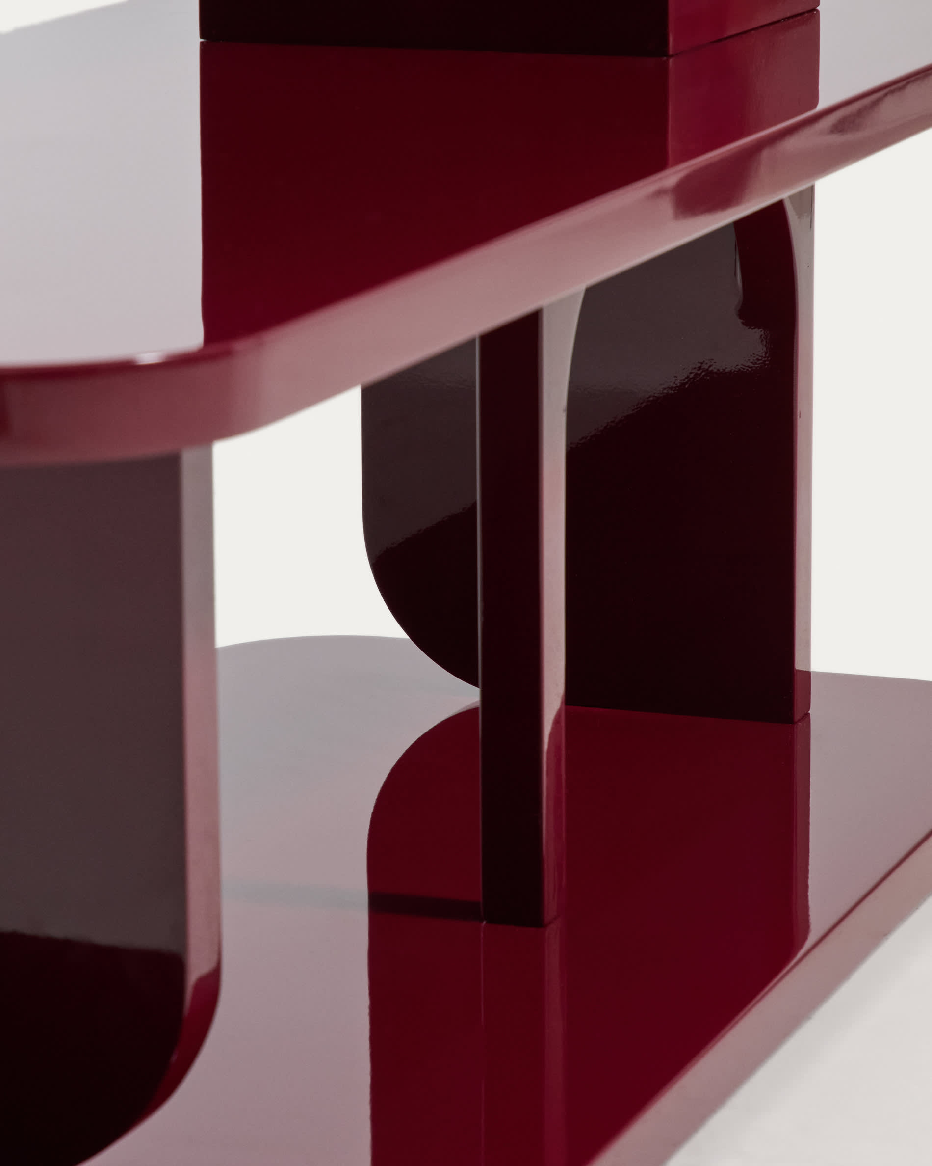 Aduma maroon glossy-finish lacquered MDF shelving unit FSC 100% 100 x 65 cm