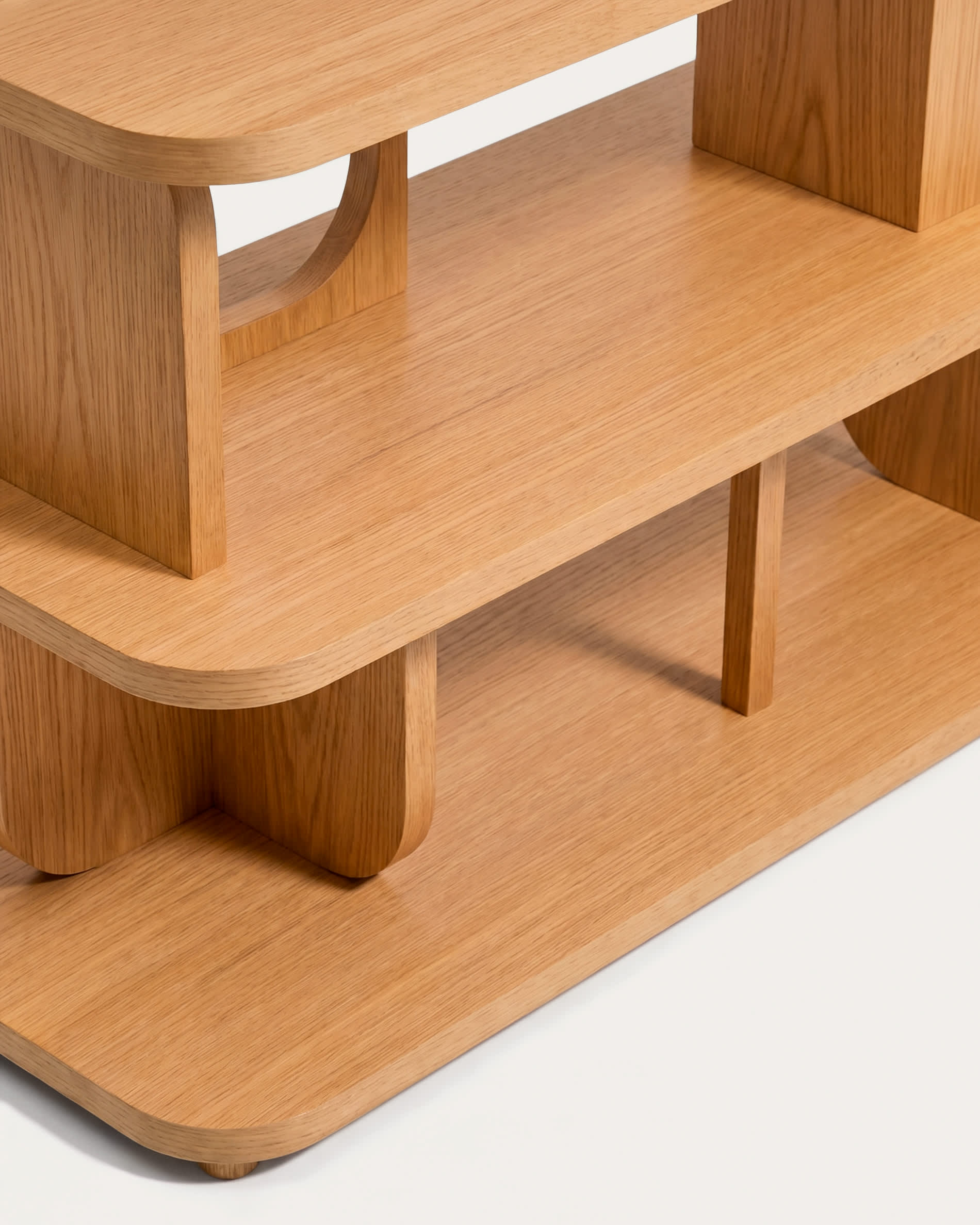 Aduma natural-coloured finish oak veneer shelving unit FSC 100% 100 x 65 cm