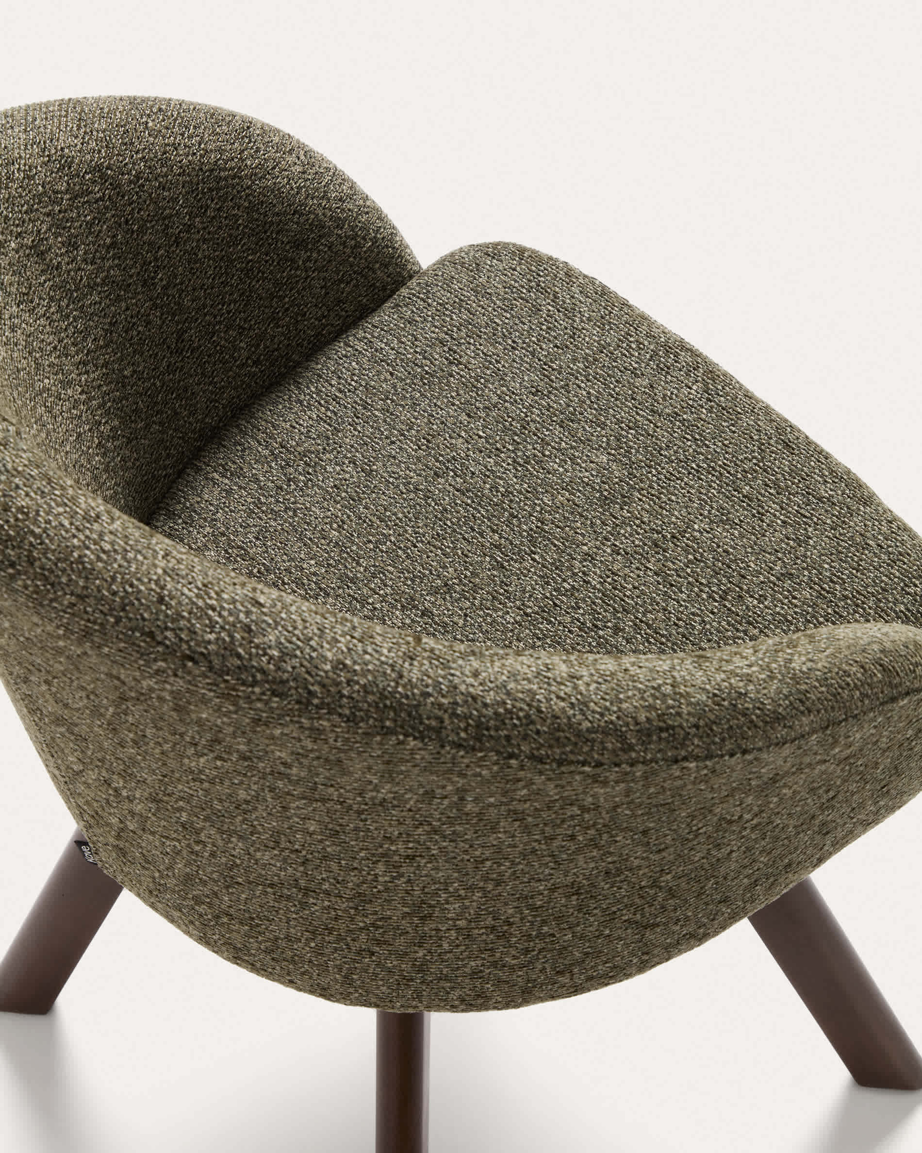 Marvin green chenille swivel chair with solid beech wood legs with a walnut finish FSC 100%