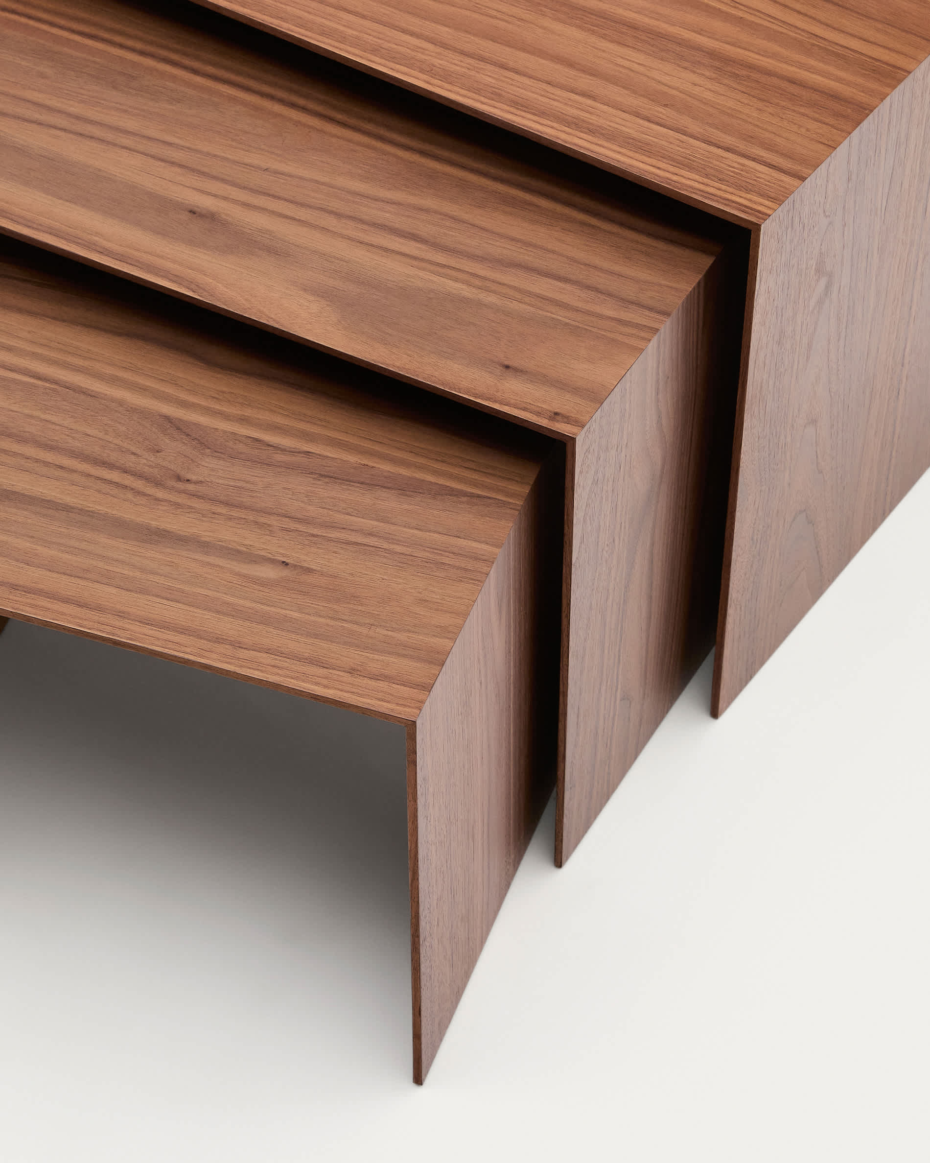 Litto set of 3 walnut veneer FSC Mix Credit nesting tables 60 x 40 / 51 x 36 / 42 x 31 cm