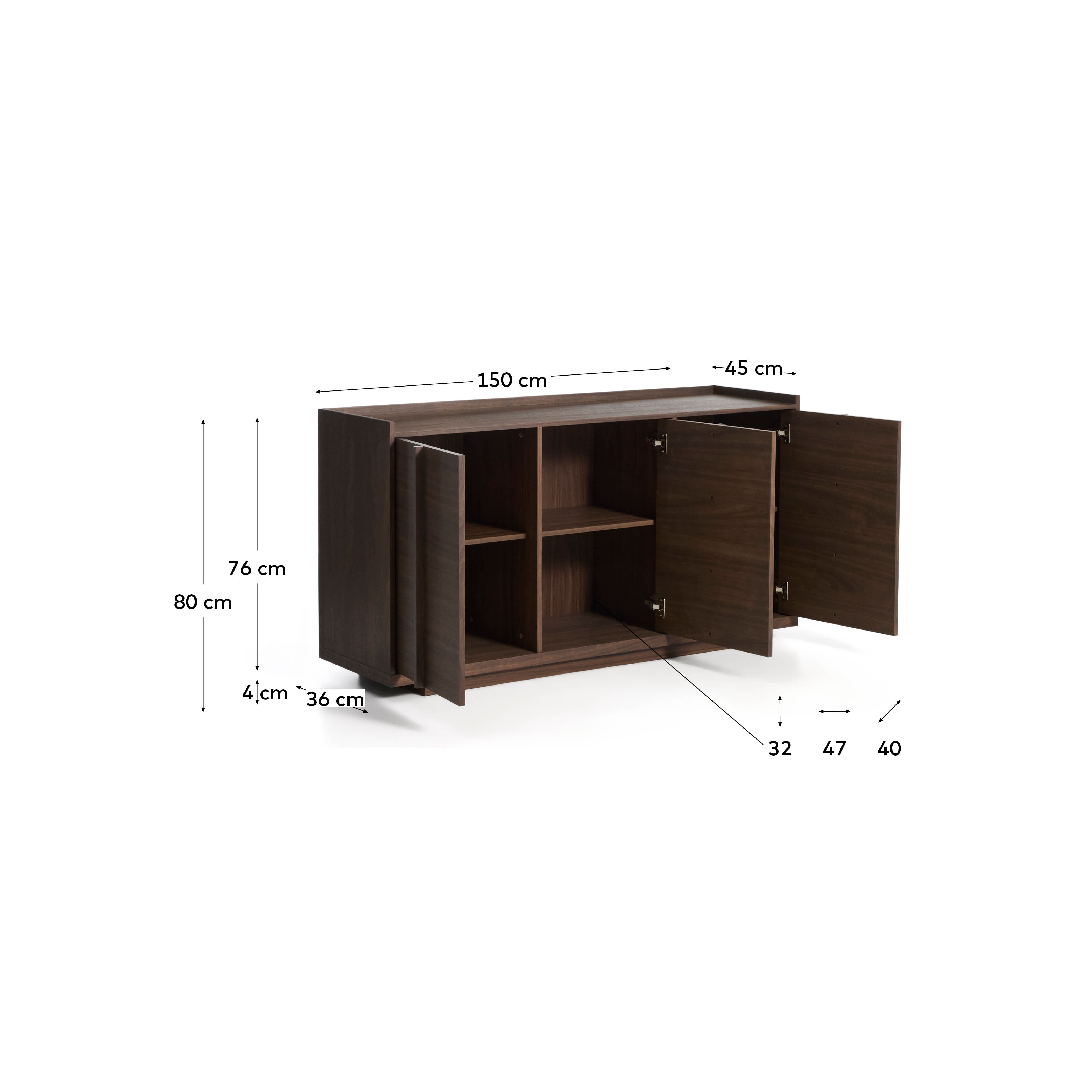 Onix sideboard with a walnut veneer in a dark finish, 150 x 80 cm FSC Mix Credit
