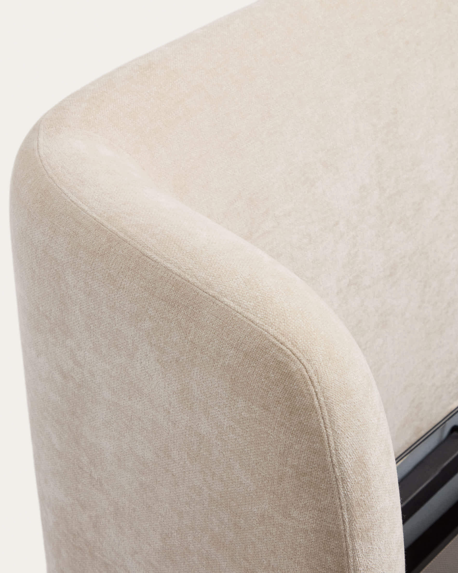 Nerla bed with removable covers and ottoman bed base in beige chenille for a 160 x 200 cm mattress