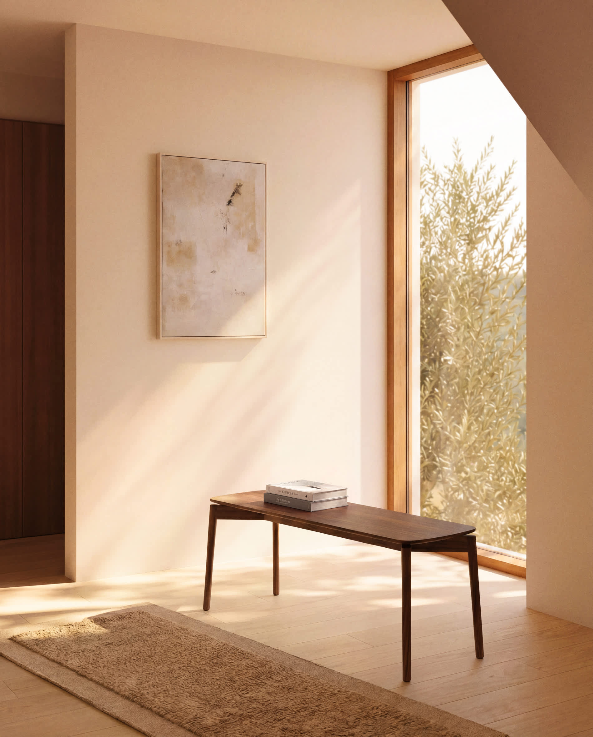 Marely beige wool runner rug 200 x 80cm