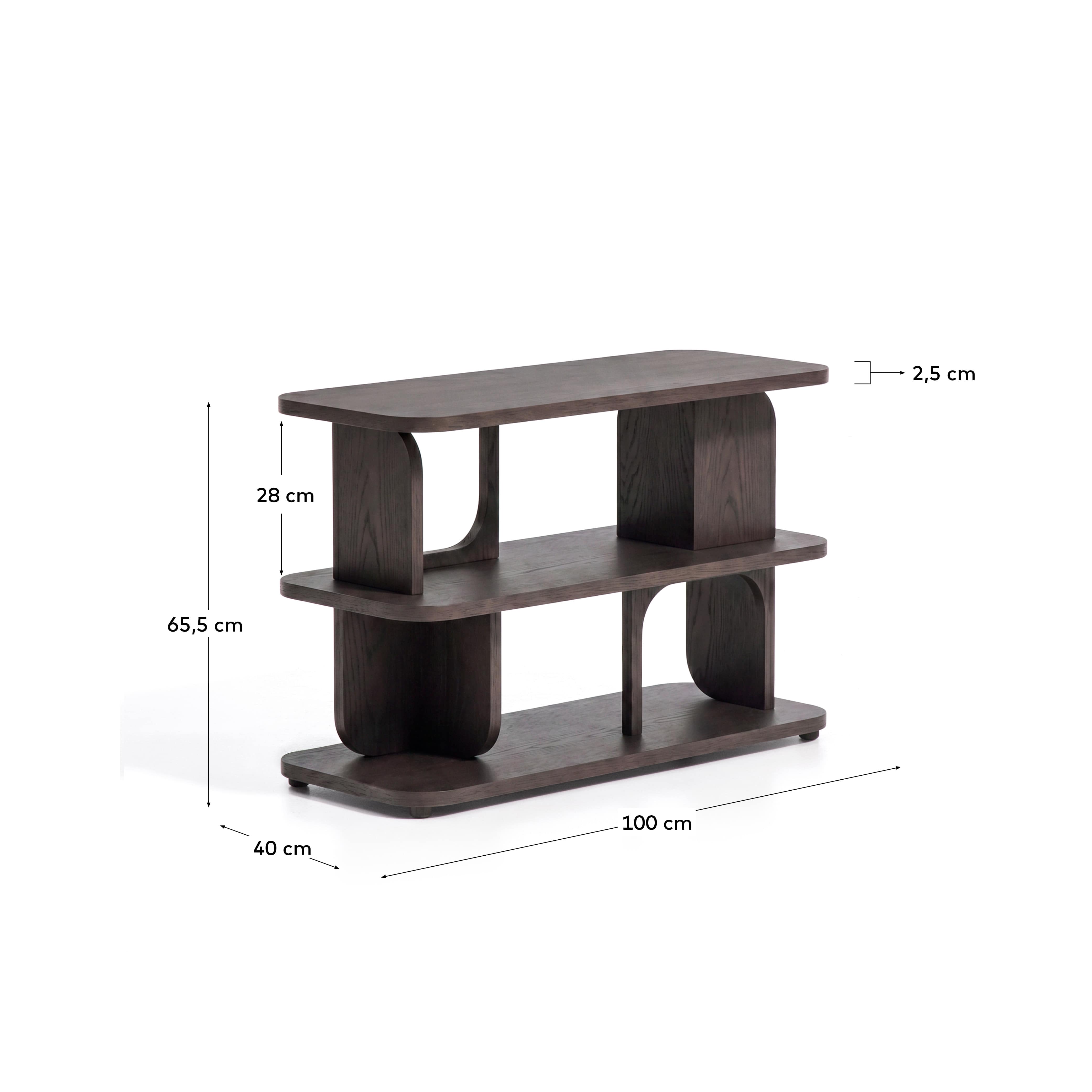 Aduma ebonised-finish oak veneer shelving unit FSC 100% 100 x 65 cm