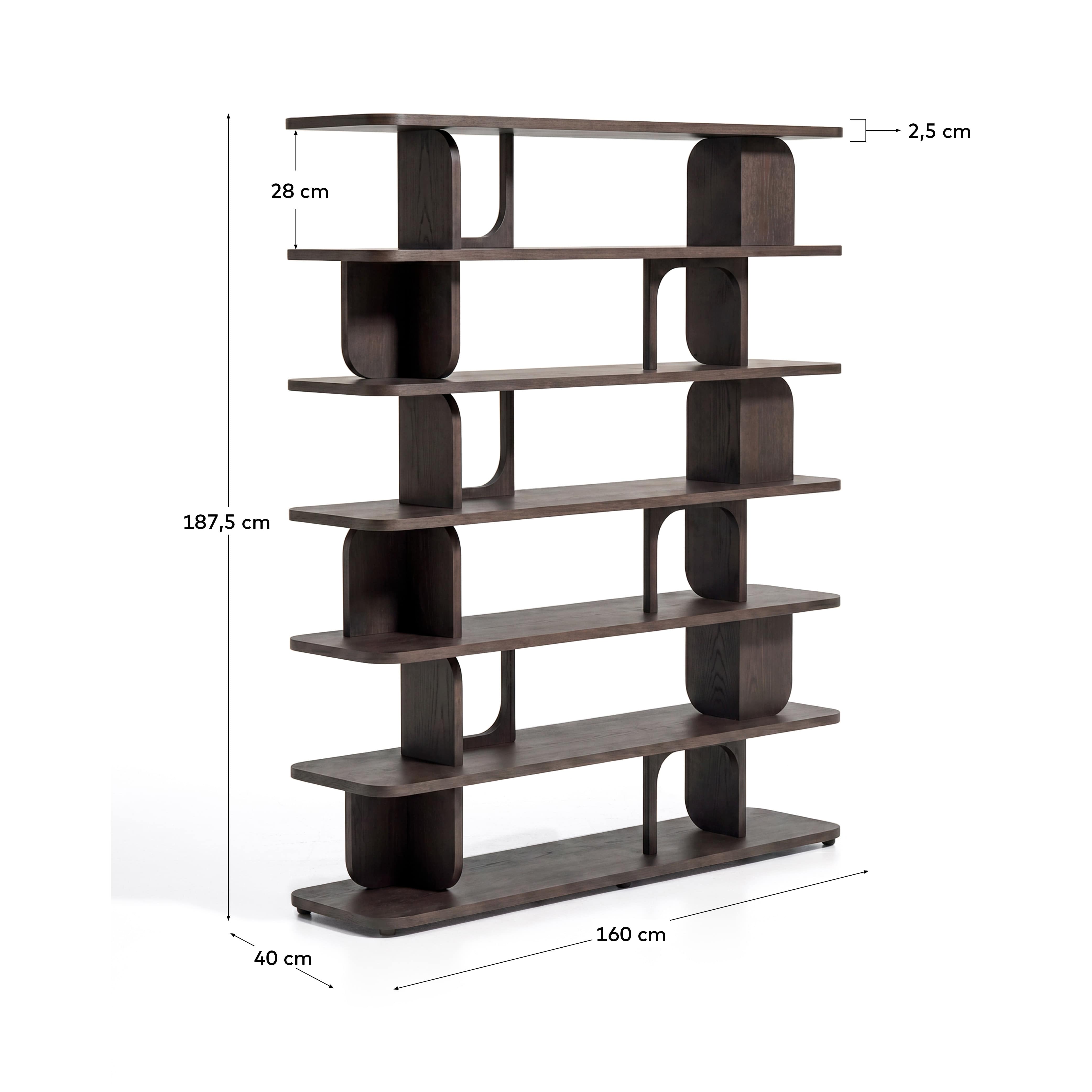 Aduma ebonised-finish oak veneer shelving unit with FSC 100% 160 x 187 cm