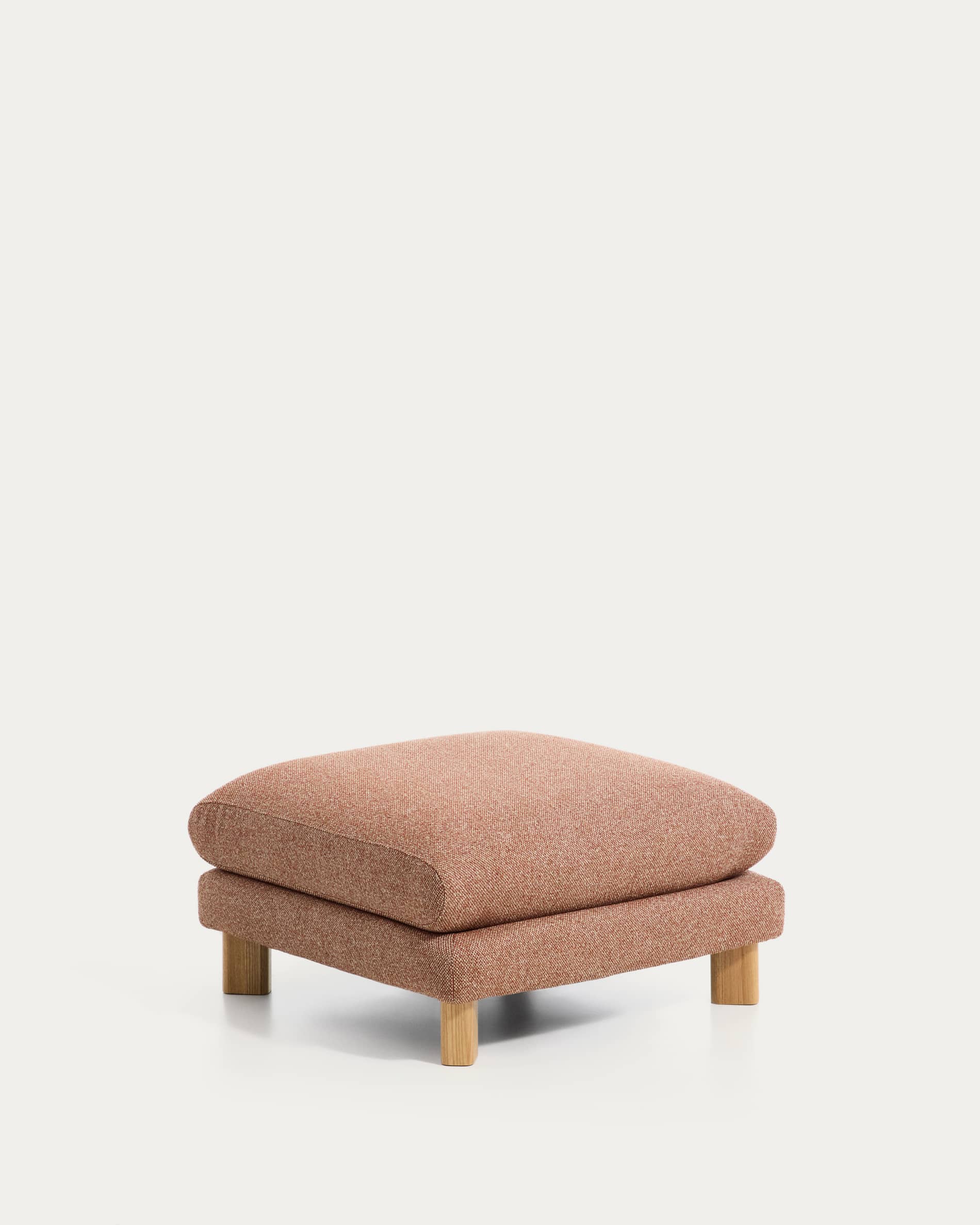 Vera terracotta footrest with natural-finish solid ash wood legs 80 x 80 cm FSC Mix Credit