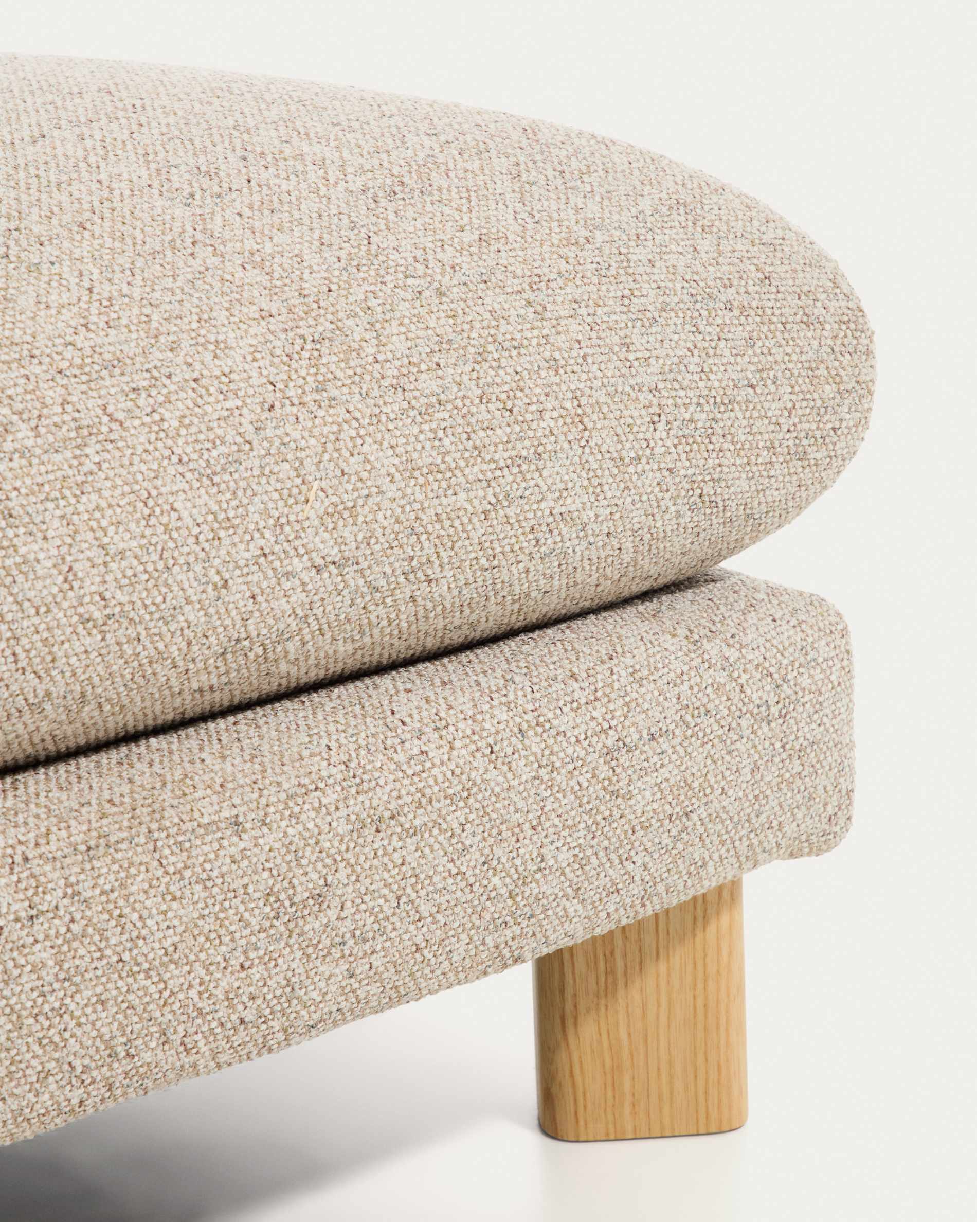 Vera beige footrest with natural-finish solid ash wood legs 80 x 80 cm FSC Mix Credit