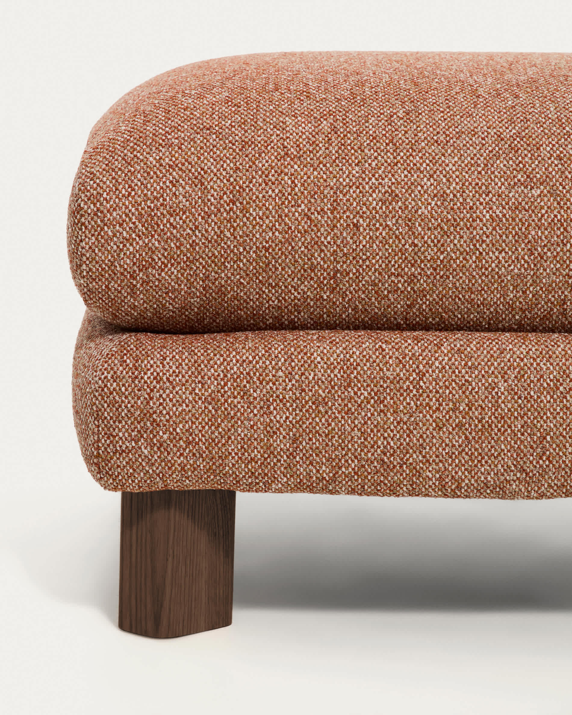 Vera terracotta footrest with walnut-finish solid ash wood legs 80 x 80 cm FSC Mix Credit