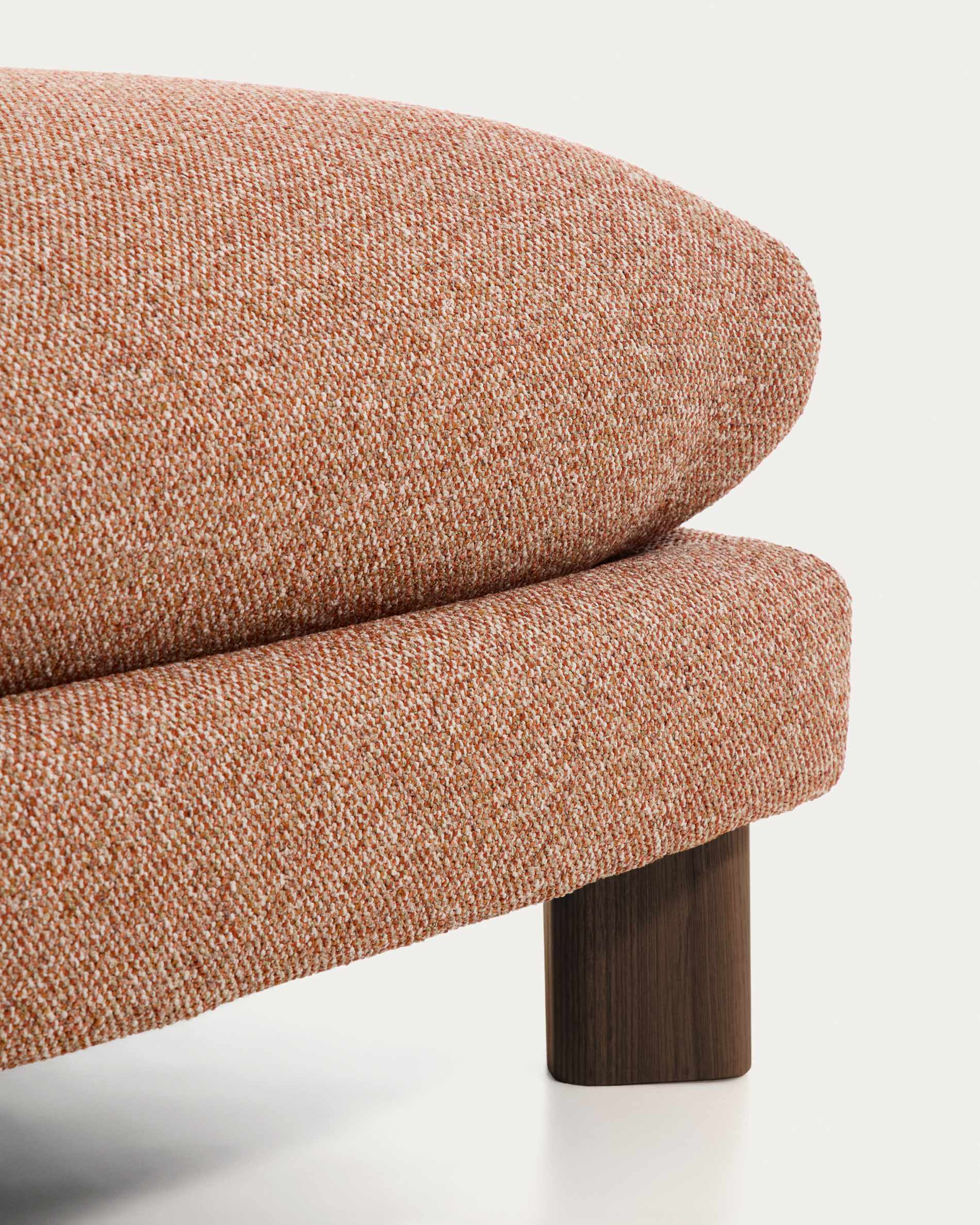 Vera terracotta footrest with walnut-finish solid ash wood legs 80 x 80 cm FSC Mix Credit