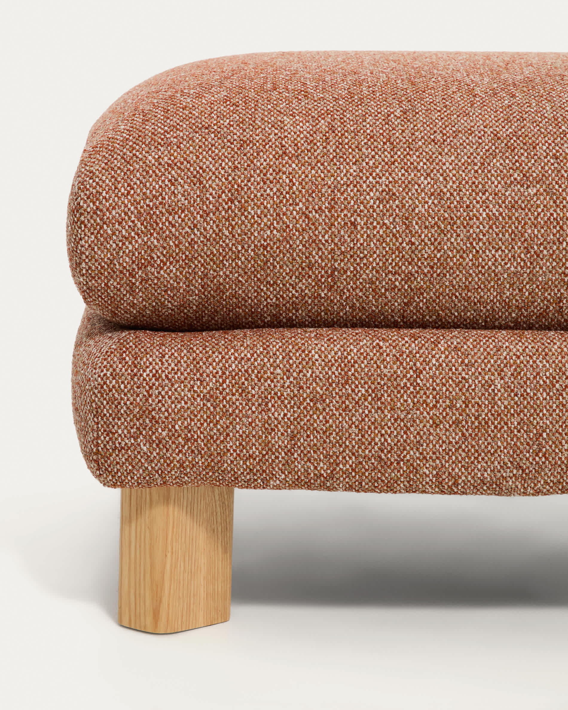Vera terracotta footrest with natural-finish solid ash wood legs 80 x 80 cm FSC Mix Credit