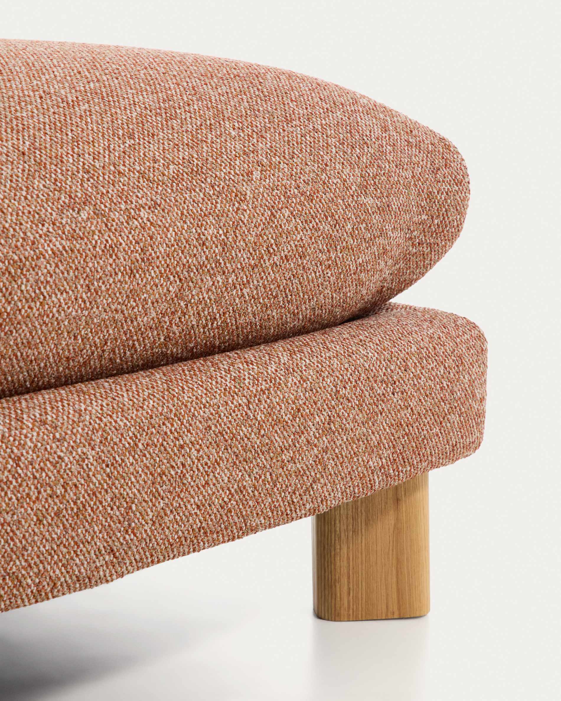 Vera terracotta footrest with natural-finish solid ash wood legs 80 x 80 cm FSC Mix Credit