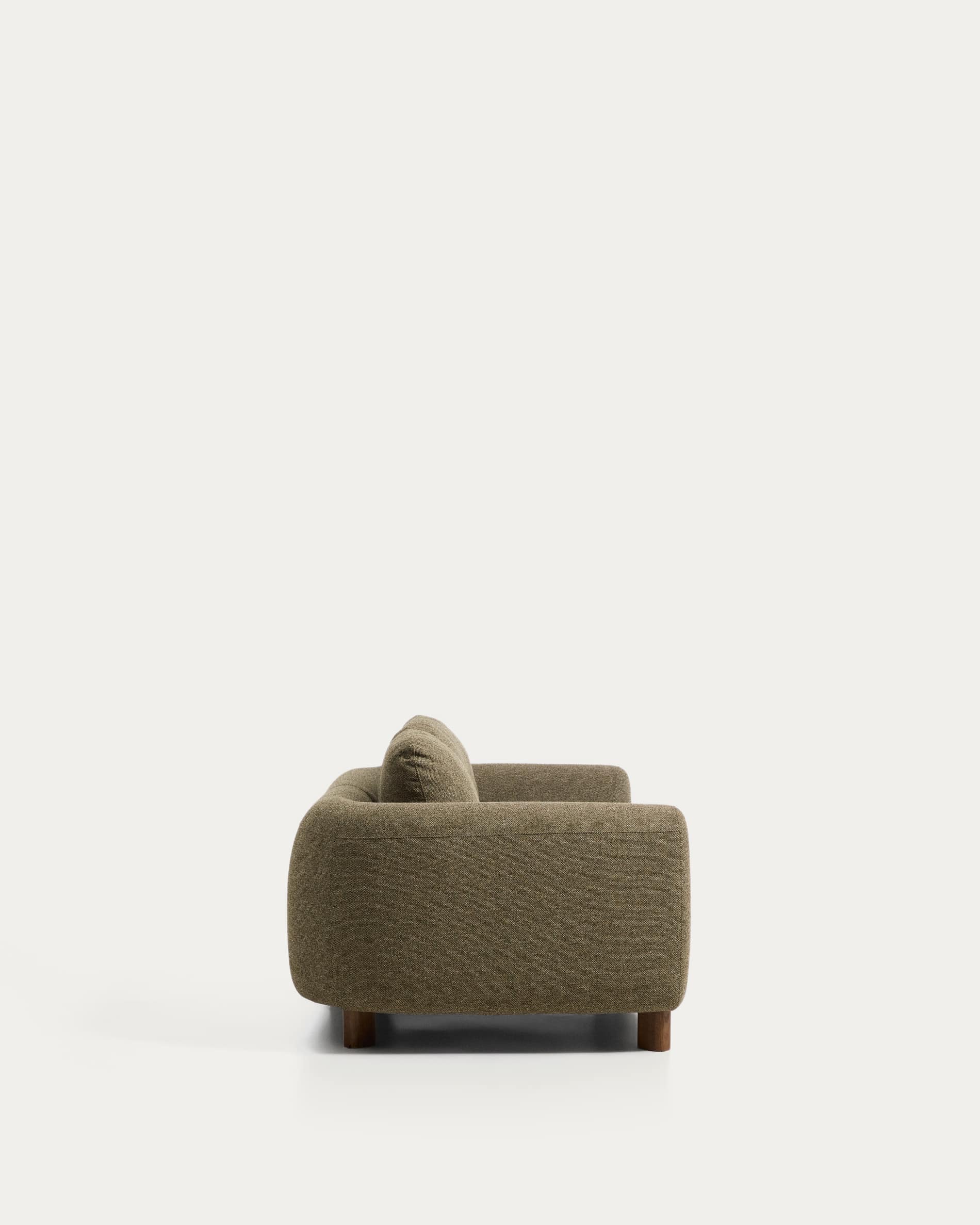Vera olive green 3-seater sofa with walnut-finish solid ash wood legs 230 cm FSC Mix Credit