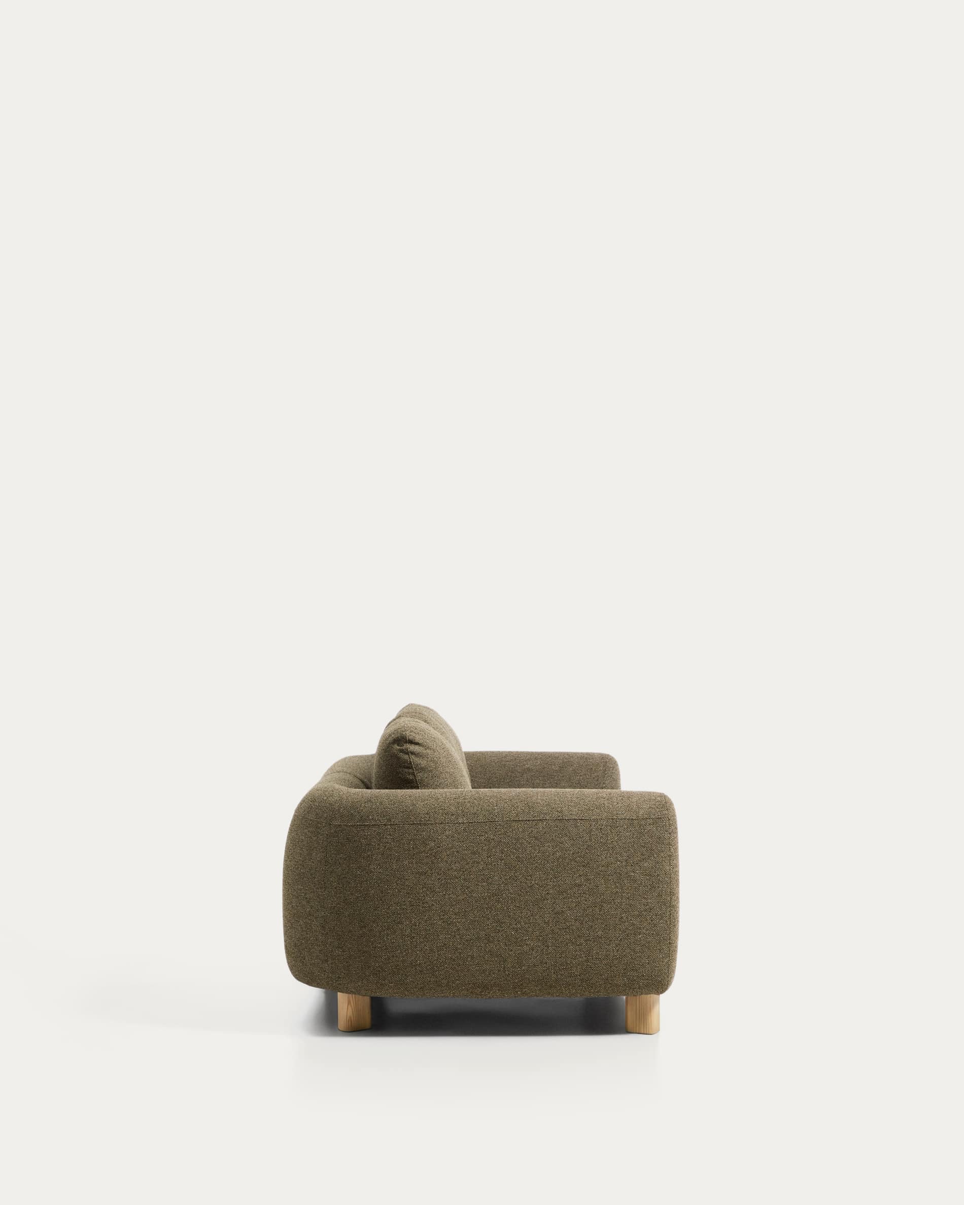 Vera olive green 3-seater sofa with natural-finish solid ash wood legs 230 cm FSC Mix Credit