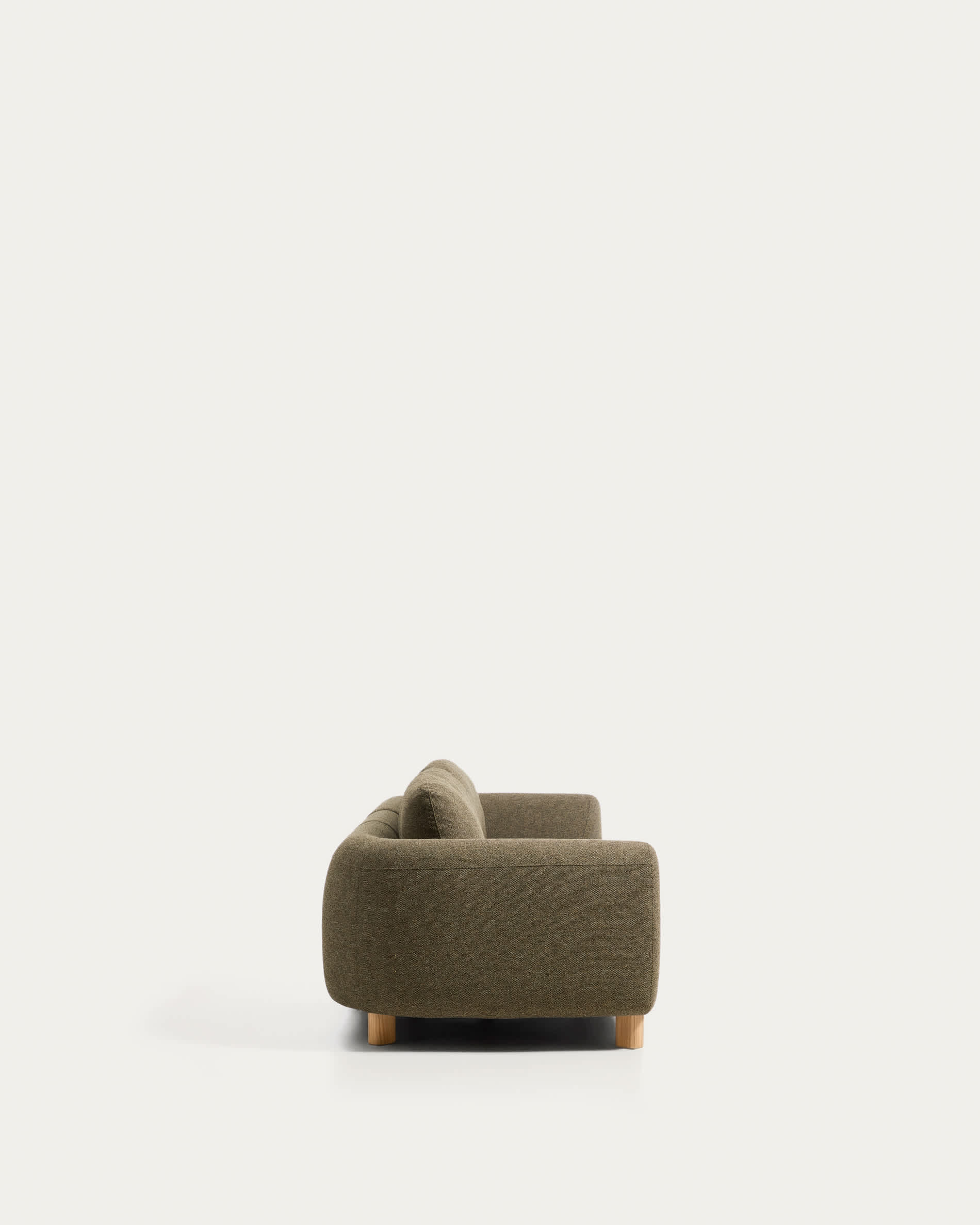 Vera olive green 4-seater sofa with natural-finish solid ash wood legs 320 cm FSC Mix Credit
