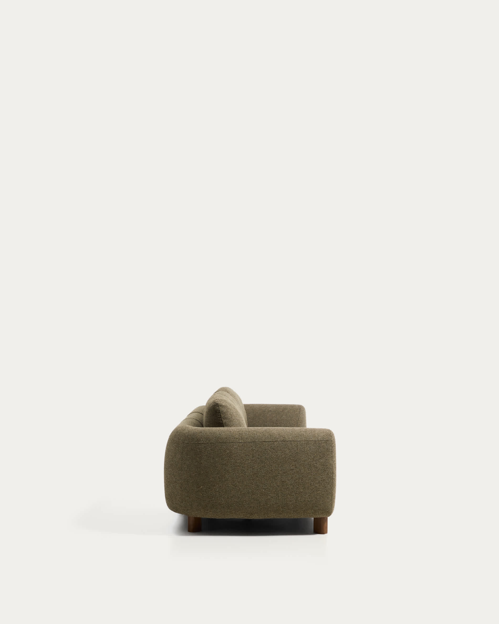 Vera olive green 4-seater sofa with walnut-finish solid ash wood legs 320 cm FSC Mix Credit