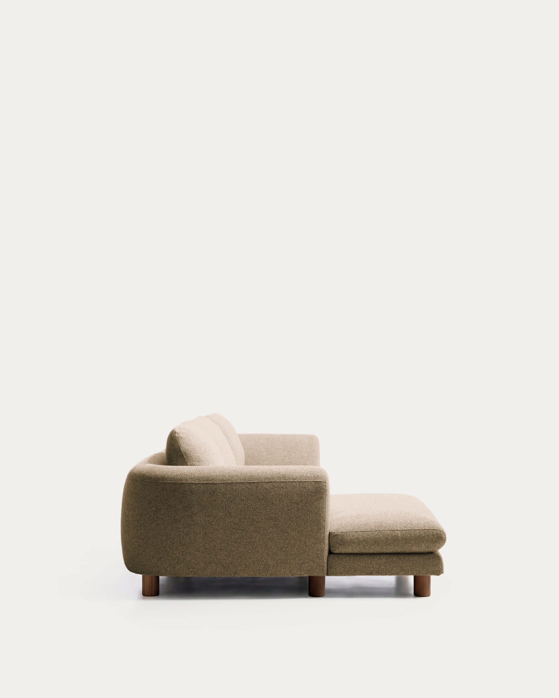Vera light brown 4-seater sofa with left-hand chaise longue with walnut-finish solid ash wood legs 322 cm FSC Mix Credit