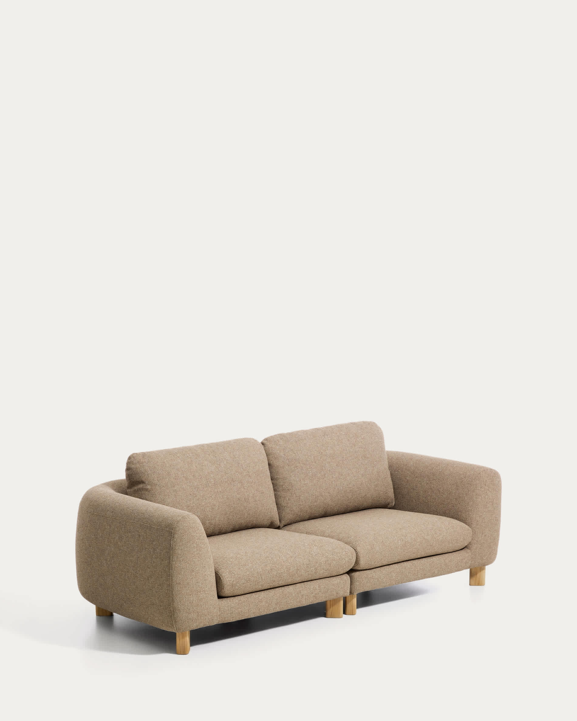 Vera light brown 3-seater sofa with natural-finish solid ash wood legs 230 cm FSC Mix Credit