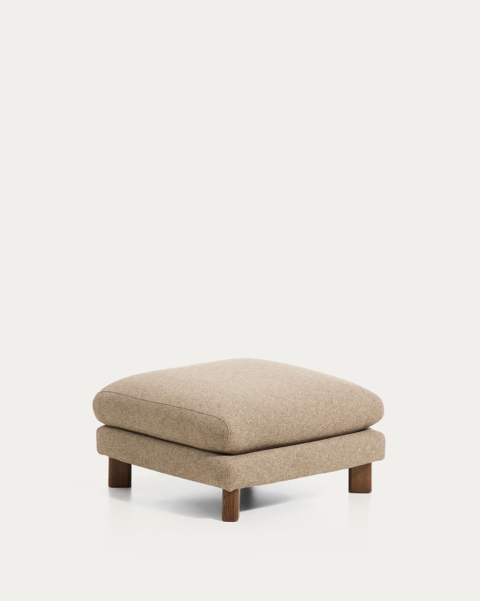Vera light brown footrest with walnut-finish solid ash wood legs 80 x 80 cm FSC Mix Credit