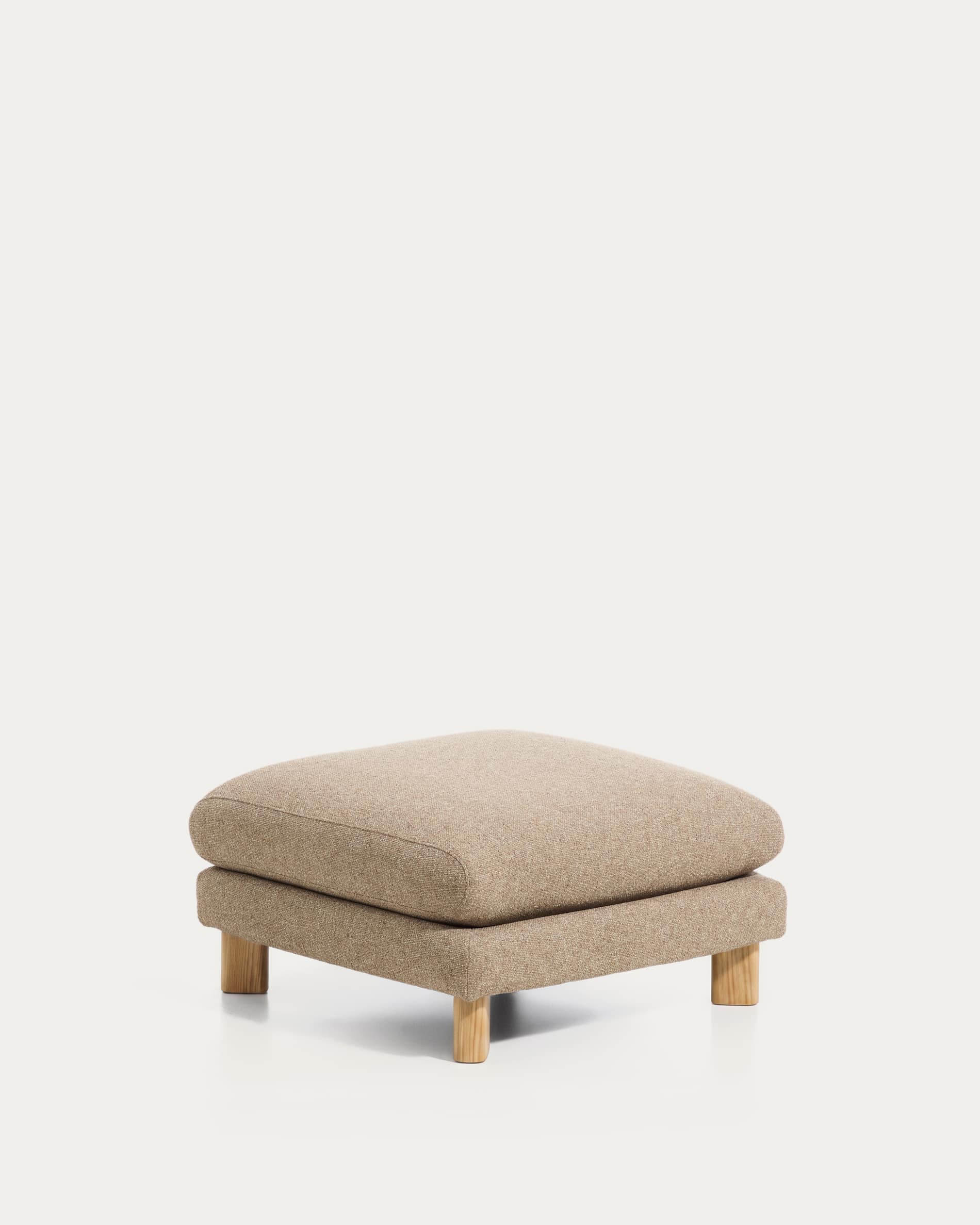 Vera light brown footrest with natural-finish solid ash wood legs 80 x 80 cm FSC Mix Credit