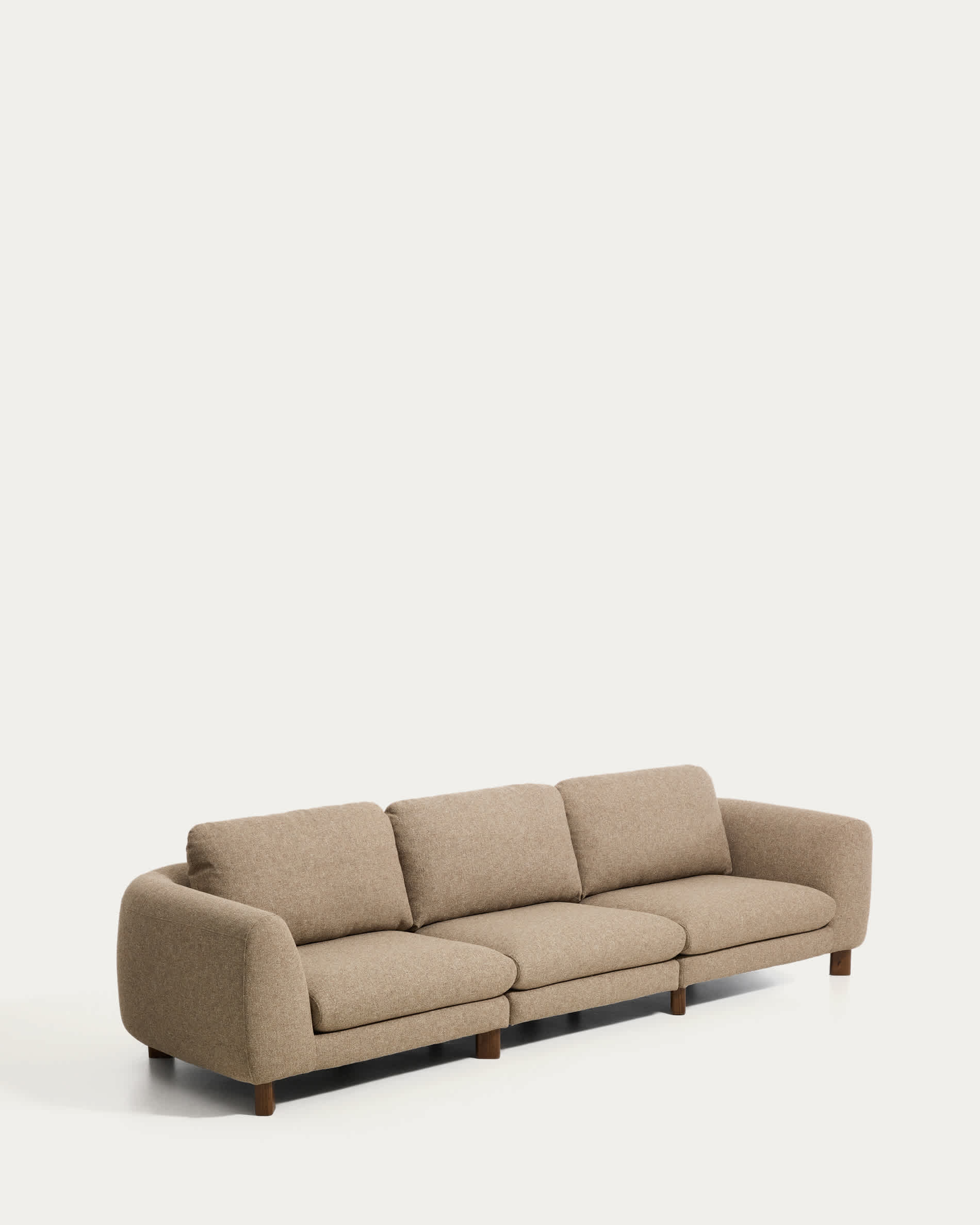 Vera light brown 4-seater sofa with walnut-finish solid ash wood legs 320 cm FSC Mix Credit