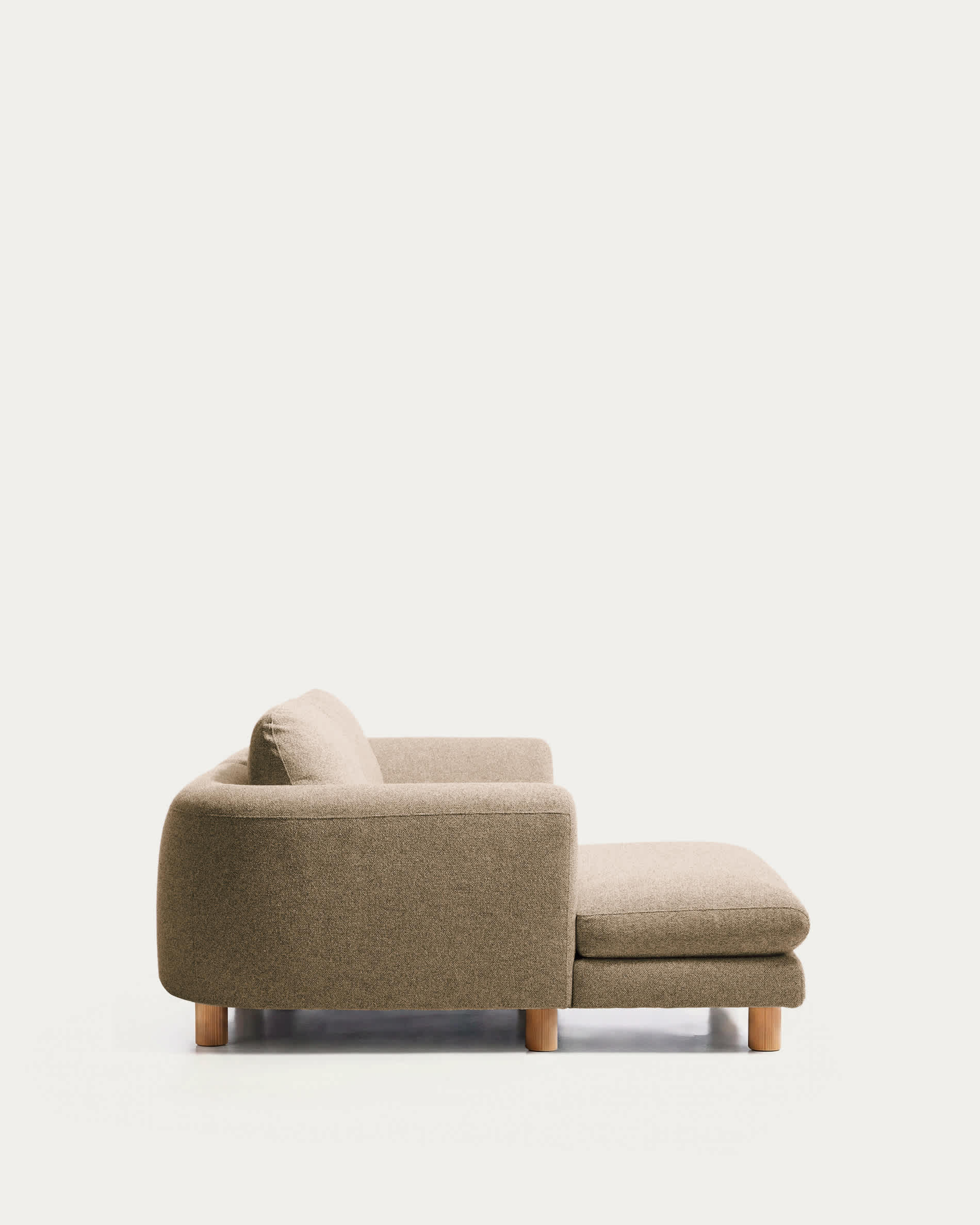 Vera light brown 3-seater sofa with left-hand chaise longue with natural-finish solid ash wood legs 232 cm FSC Mix Credit