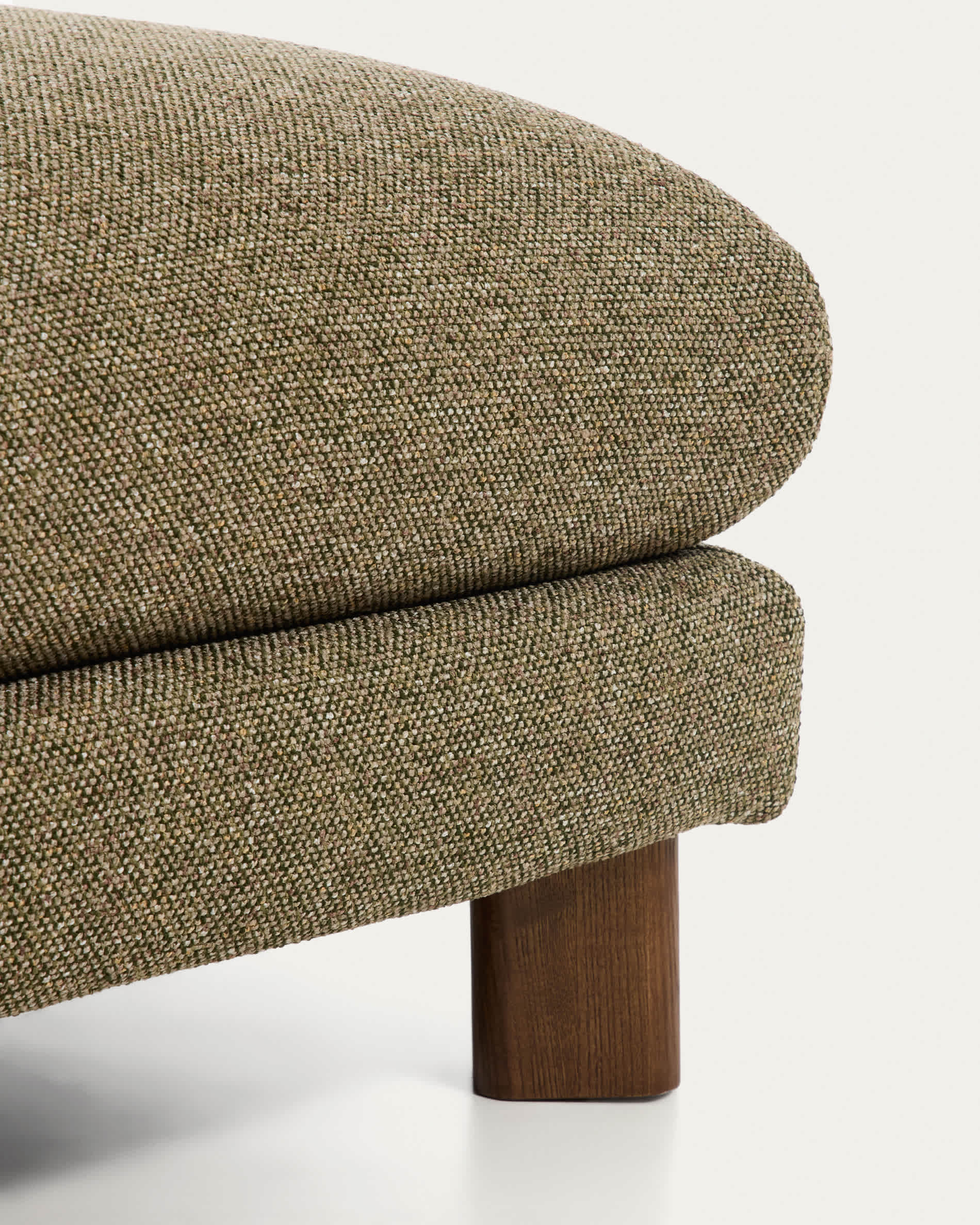 Vera olive green footrest with walnut-finish solid ash wood legs 80 x 80 cm FSC Mix Credit