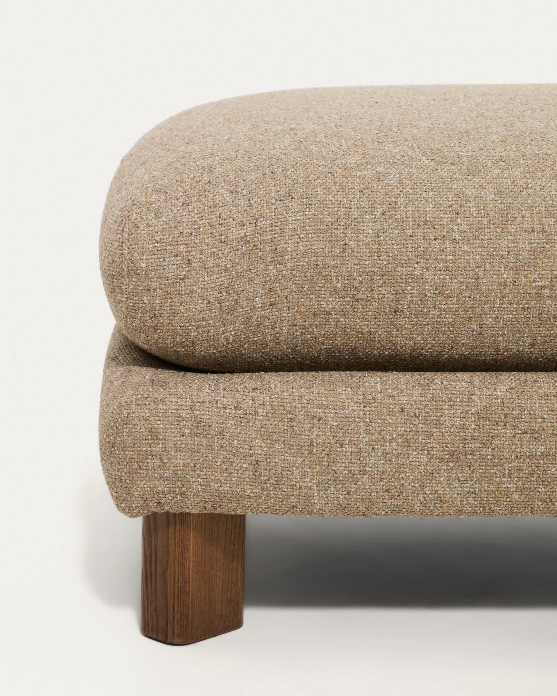 Vera light brown footrest with walnut-finish solid ash wood legs 80 x 80 cm FSC Mix Credit
