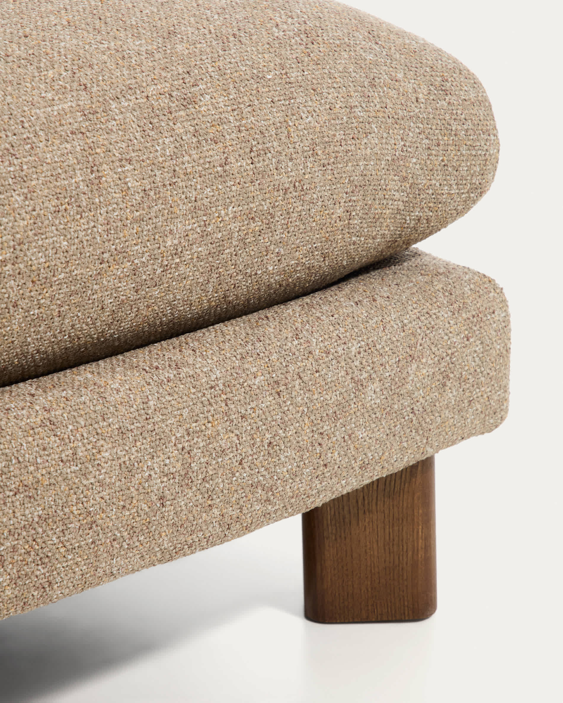 Vera light brown footrest with walnut-finish solid ash wood legs 80 x 80 cm FSC Mix Credit