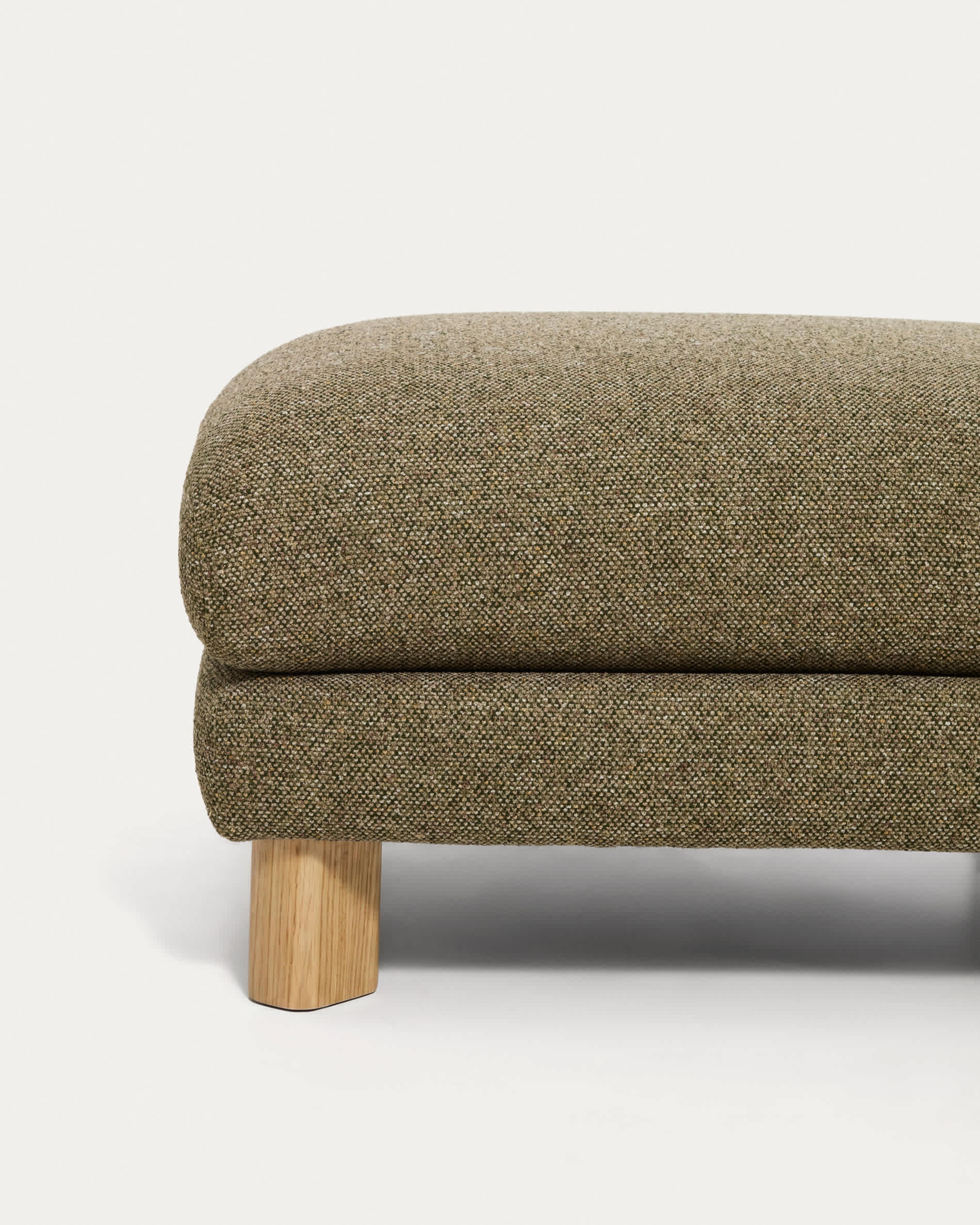Vera olive green footrest with natural-finish solid ash wood legs 80 x 80 cm FSC Mix Credit