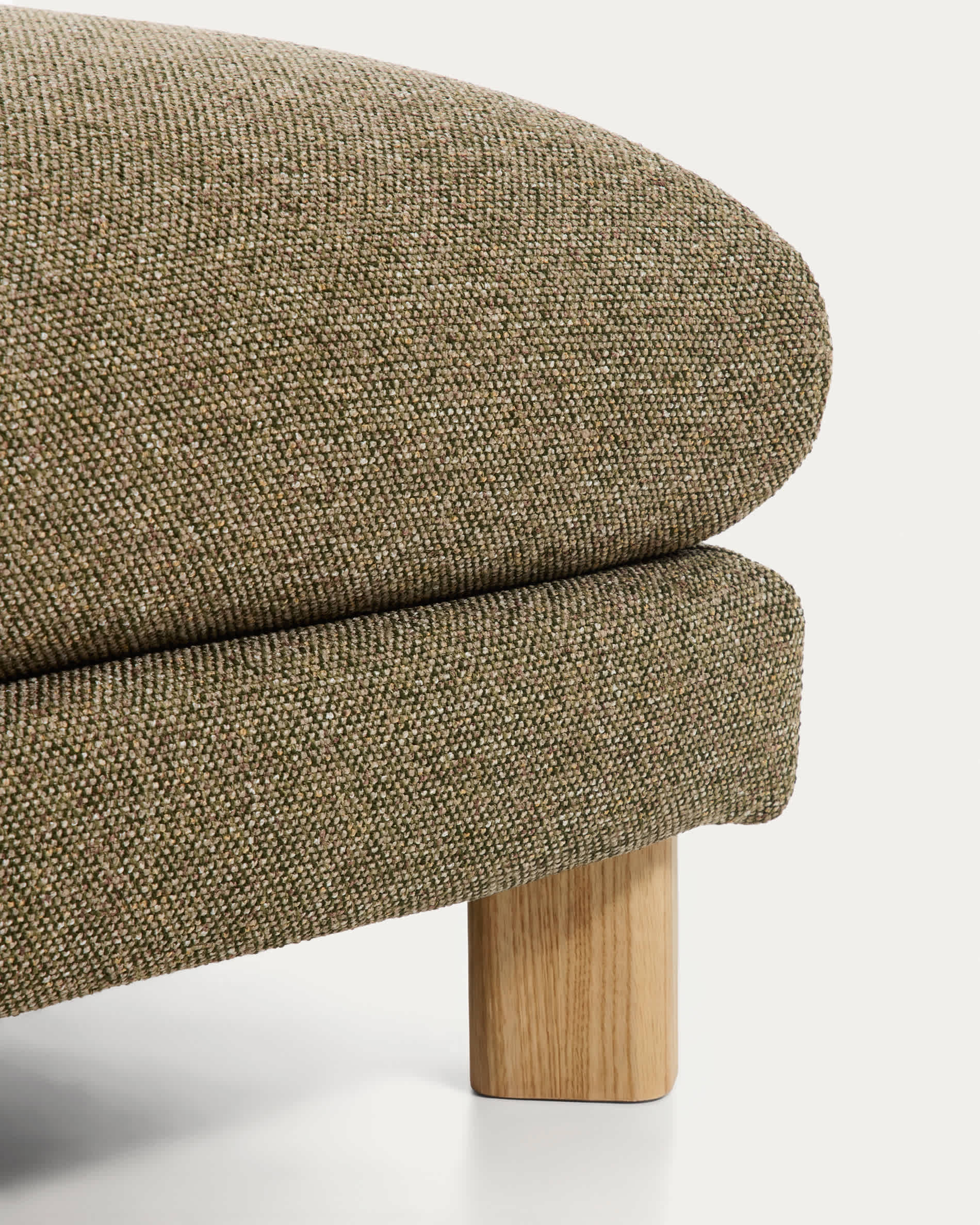 Vera olive green footrest with natural-finish solid ash wood legs 80 x 80 cm FSC Mix Credit