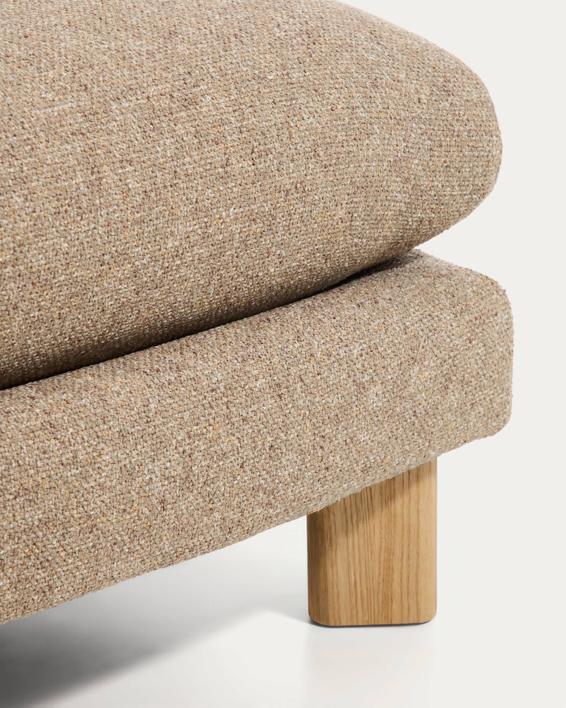 Vera light brown footrest with natural-finish solid ash wood legs 80 x 80 cm FSC Mix Credit