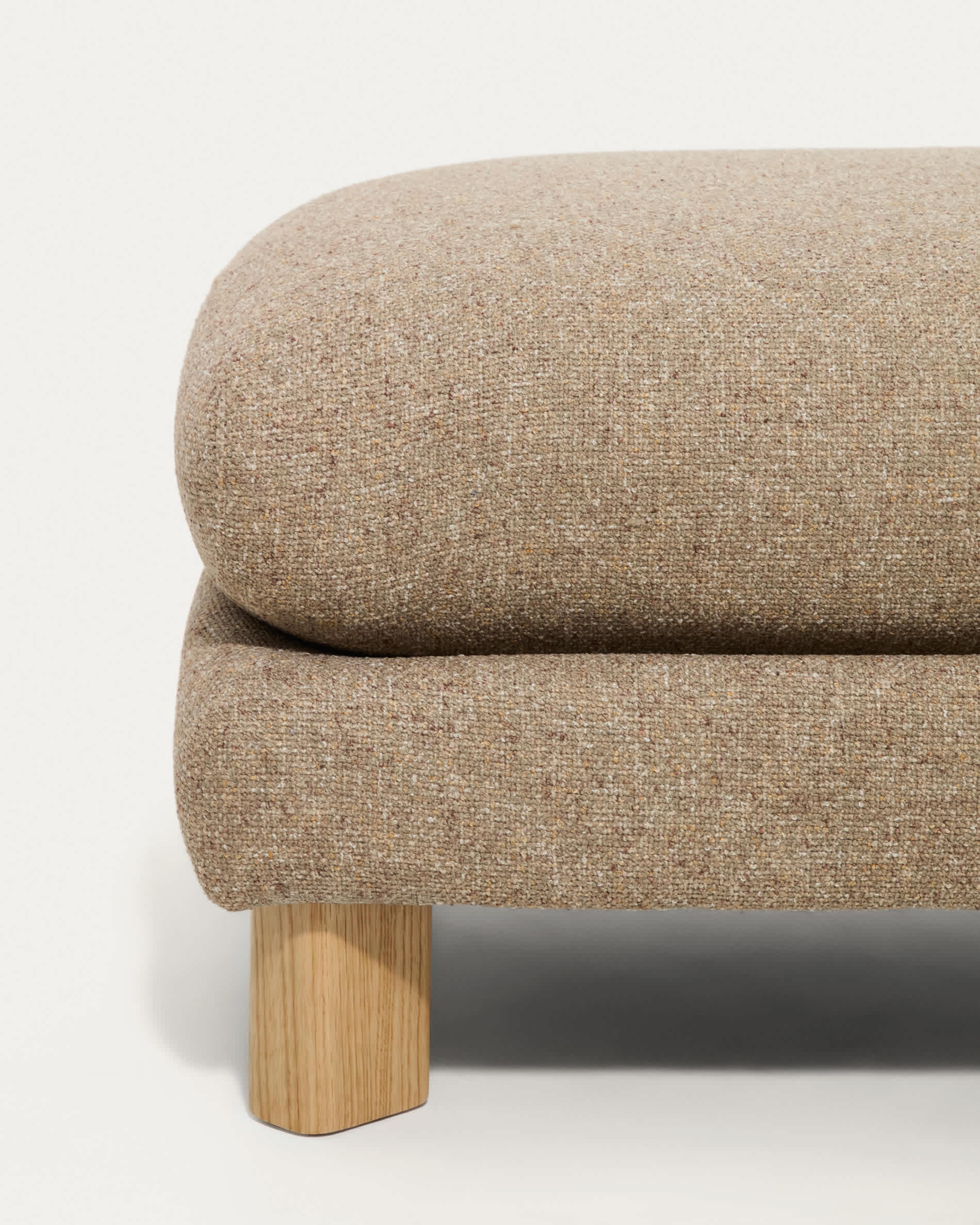 Vera light brown footrest with natural-finish solid ash wood legs 80 x 80 cm FSC Mix Credit