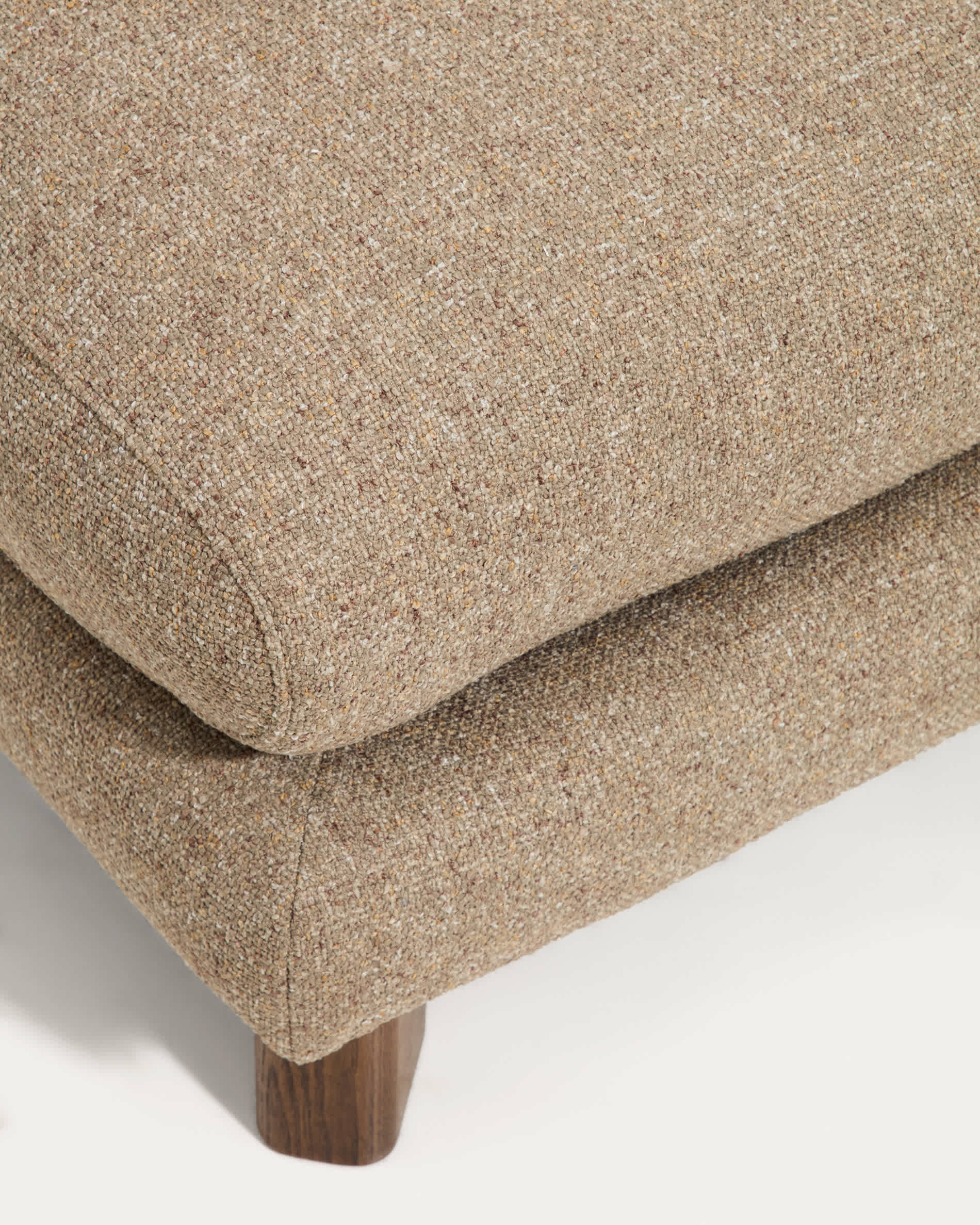 Vera light brown footrest with walnut-finish solid ash wood legs 80 x 80 cm FSC Mix Credit