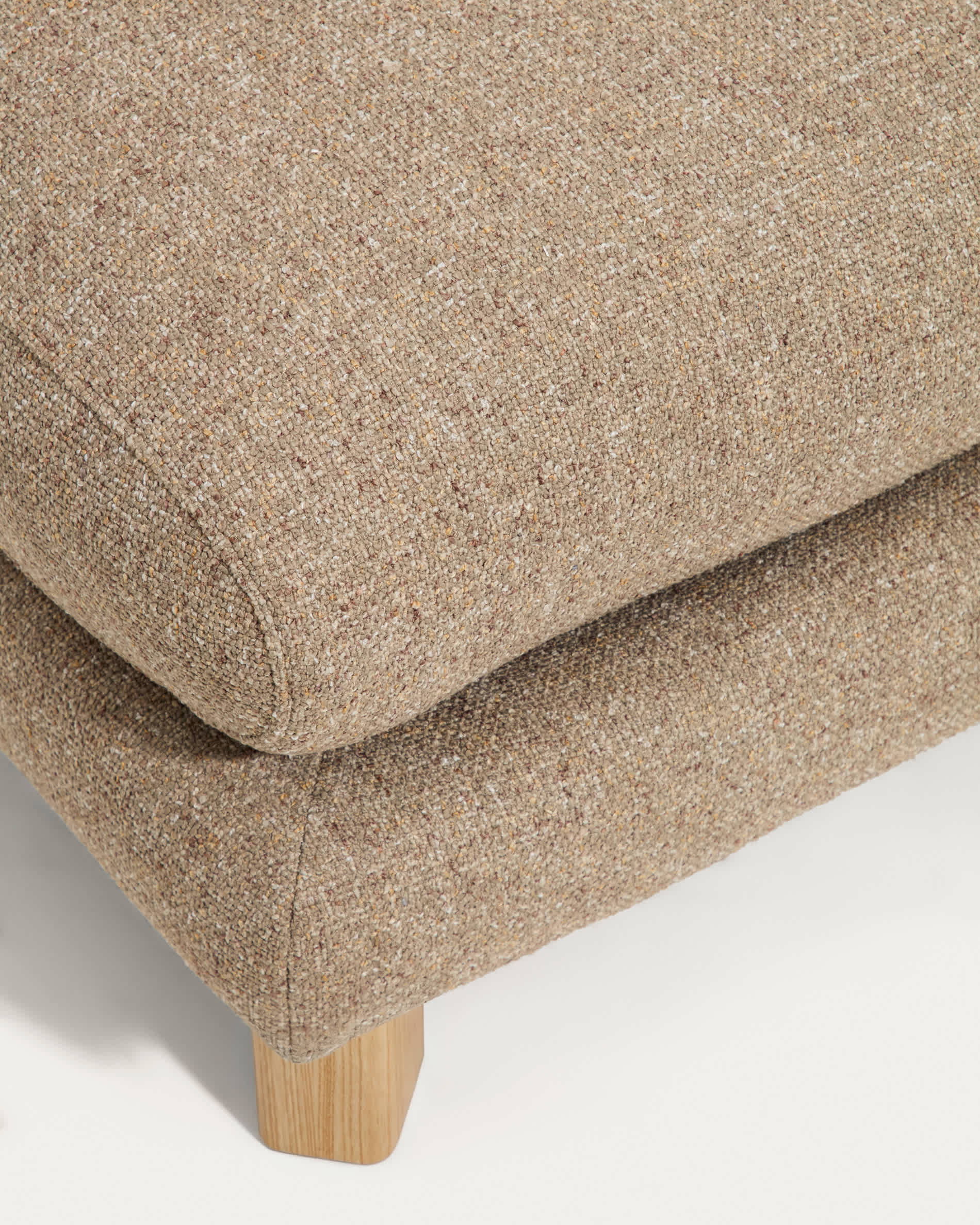Vera light brown footrest with natural-finish solid ash wood legs 80 x 80 cm FSC Mix Credit